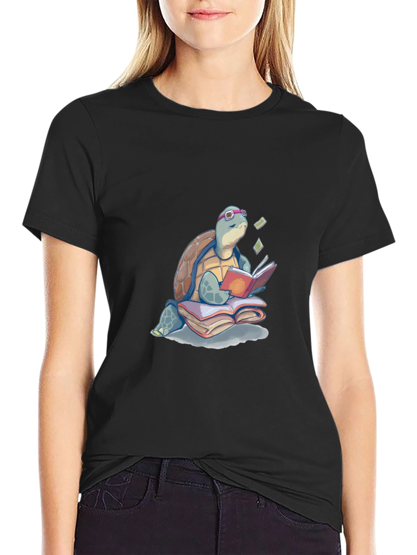 Turtle Reading Book T-Shirt