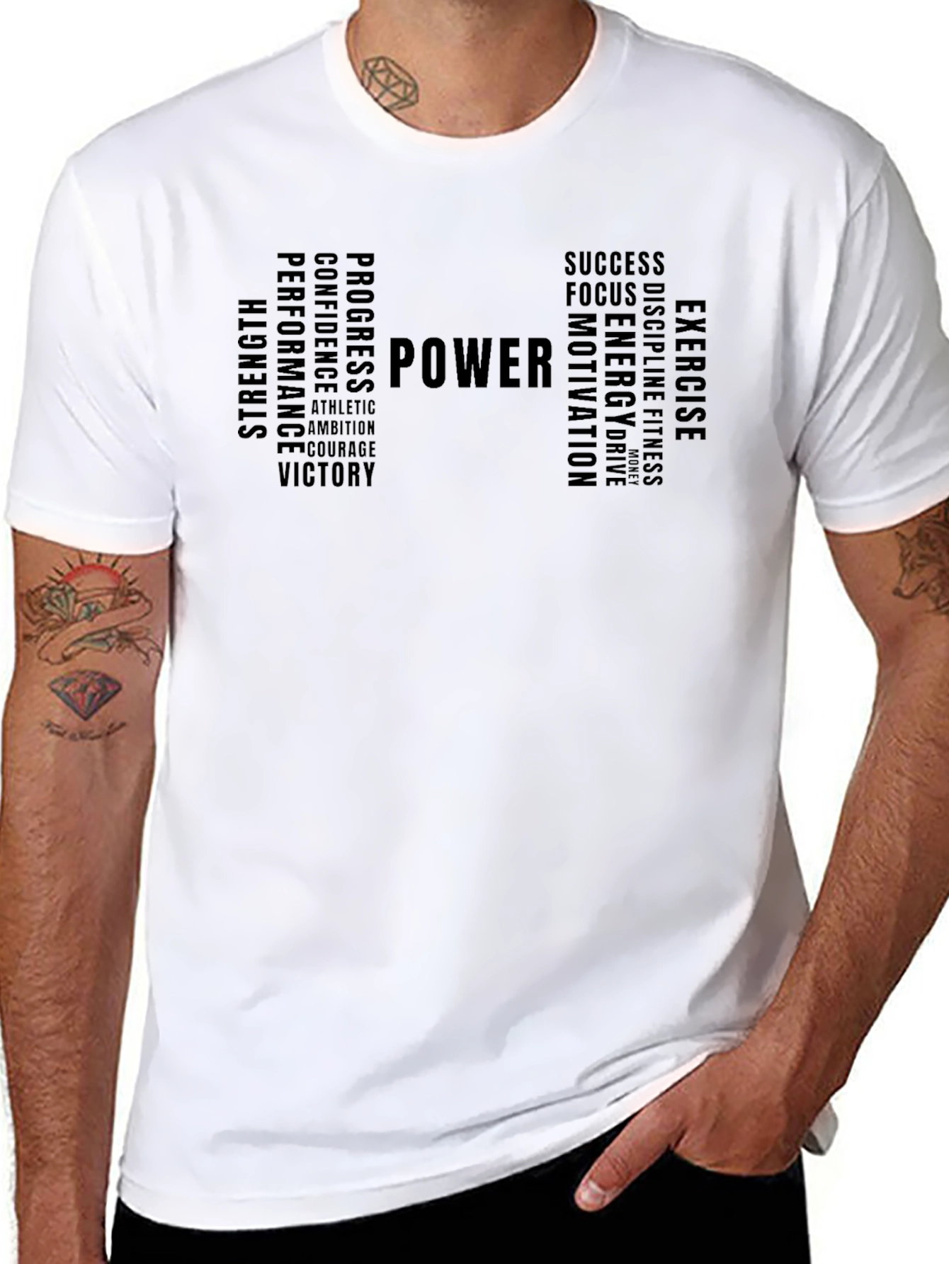 Motivational Power T-Shirt - Black Gym Workout Tee
