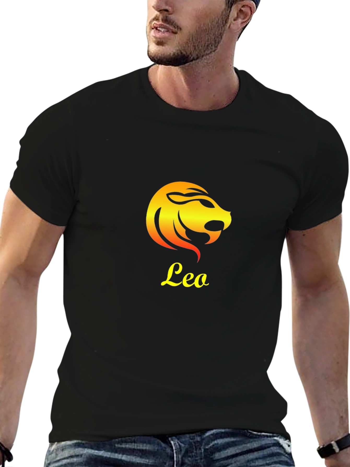 Leo Zodiac Sign Graphic T-Shirt - Black