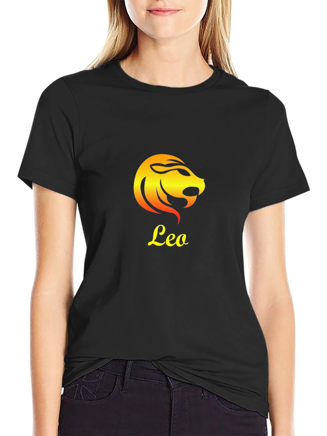 Leo Zodiac Sign Graphic T-Shirt - Black