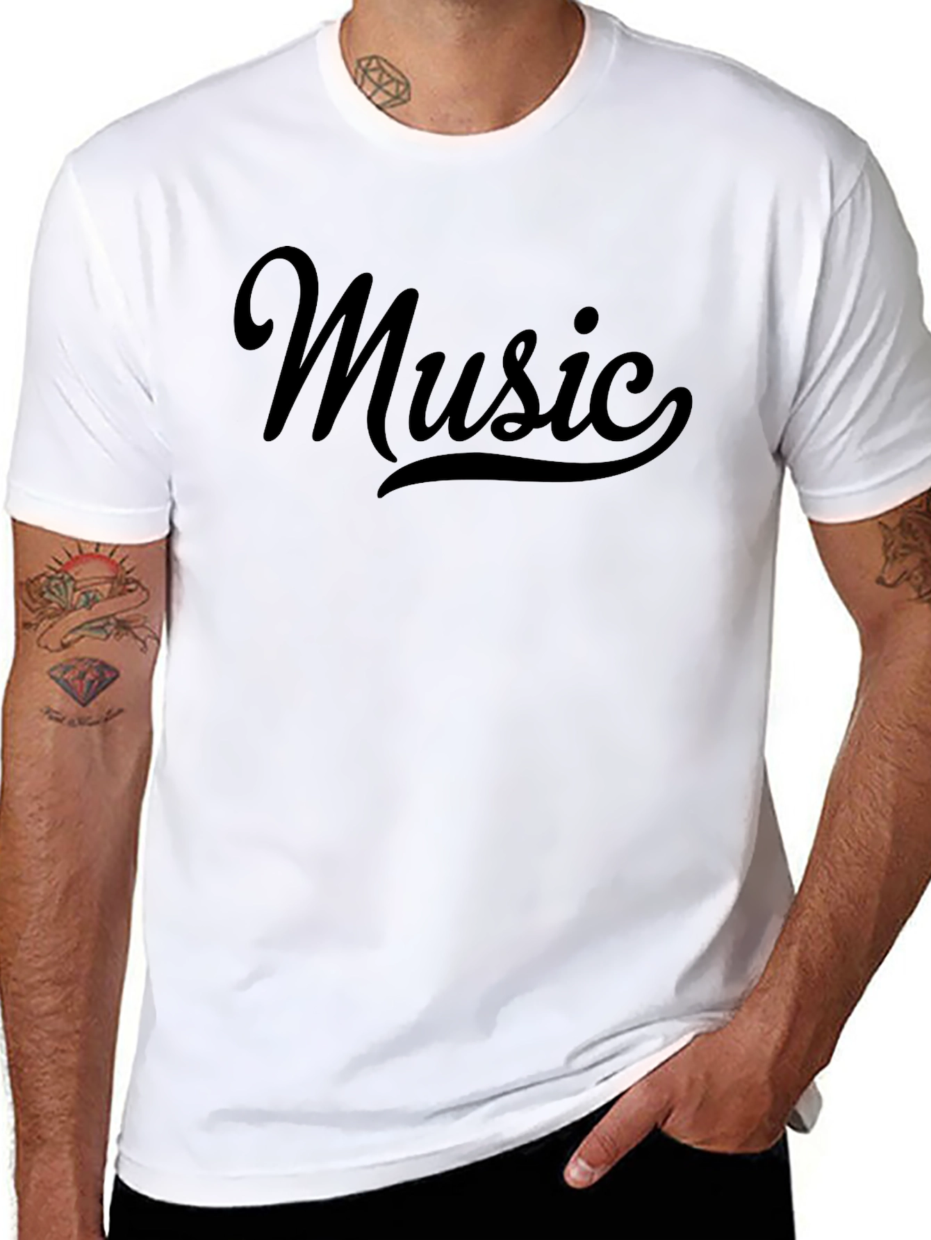 Stylish Music Graphic Black T-Shirt