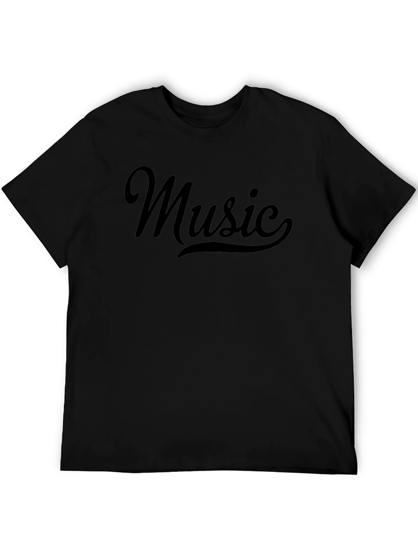 Stylish Music Graphic Black T-Shirt