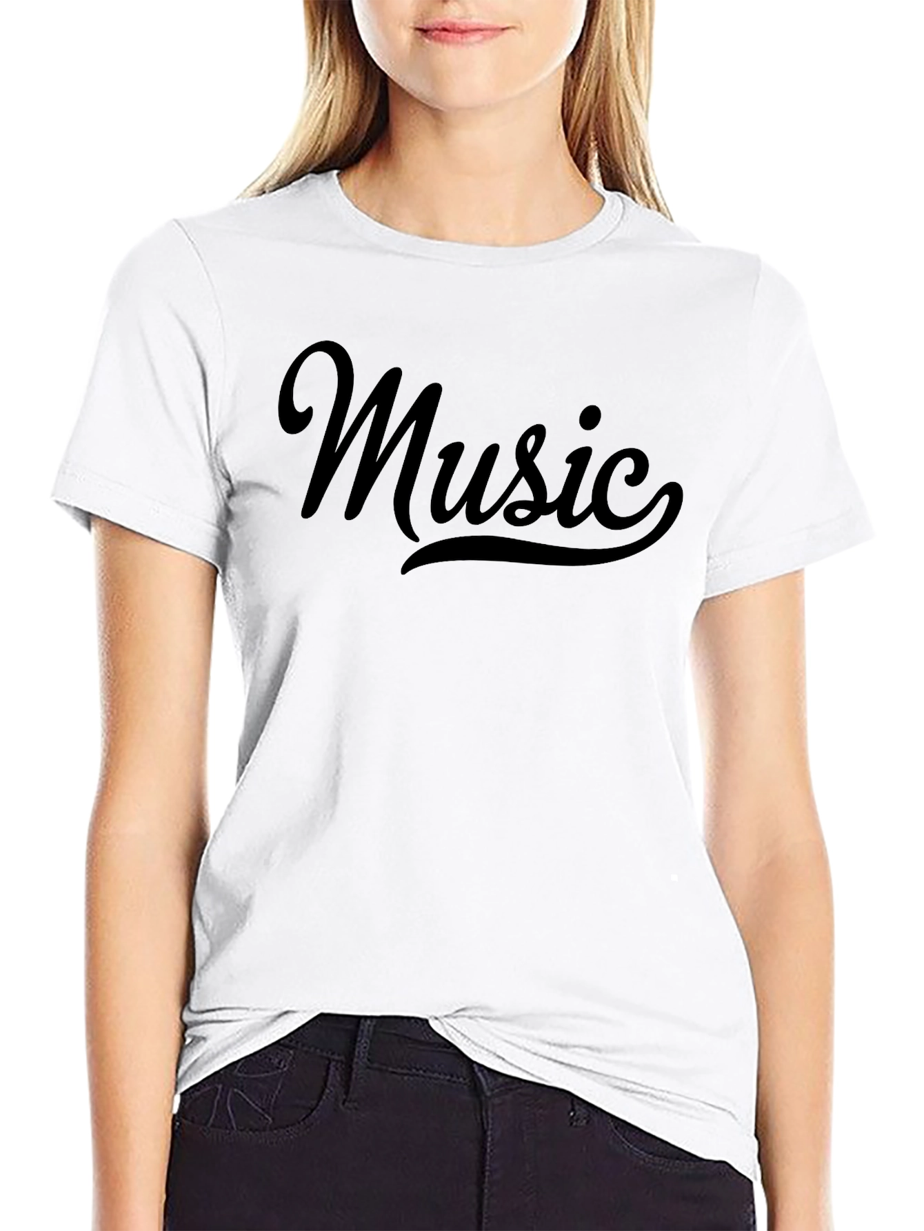 Stylish Music Graphic Black T-Shirt