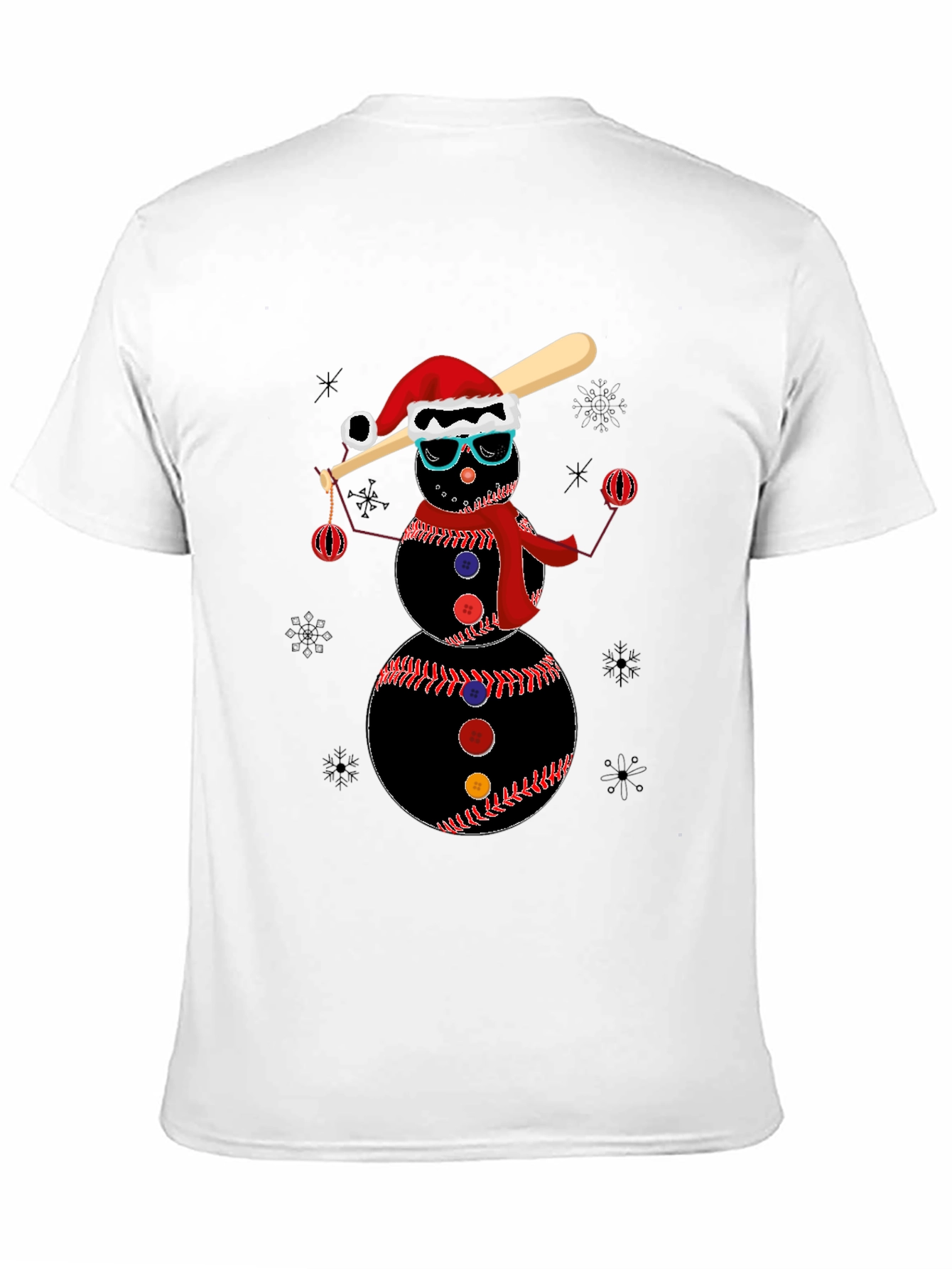 Baseball Snowman T-Shirt - Holiday Festive Tee