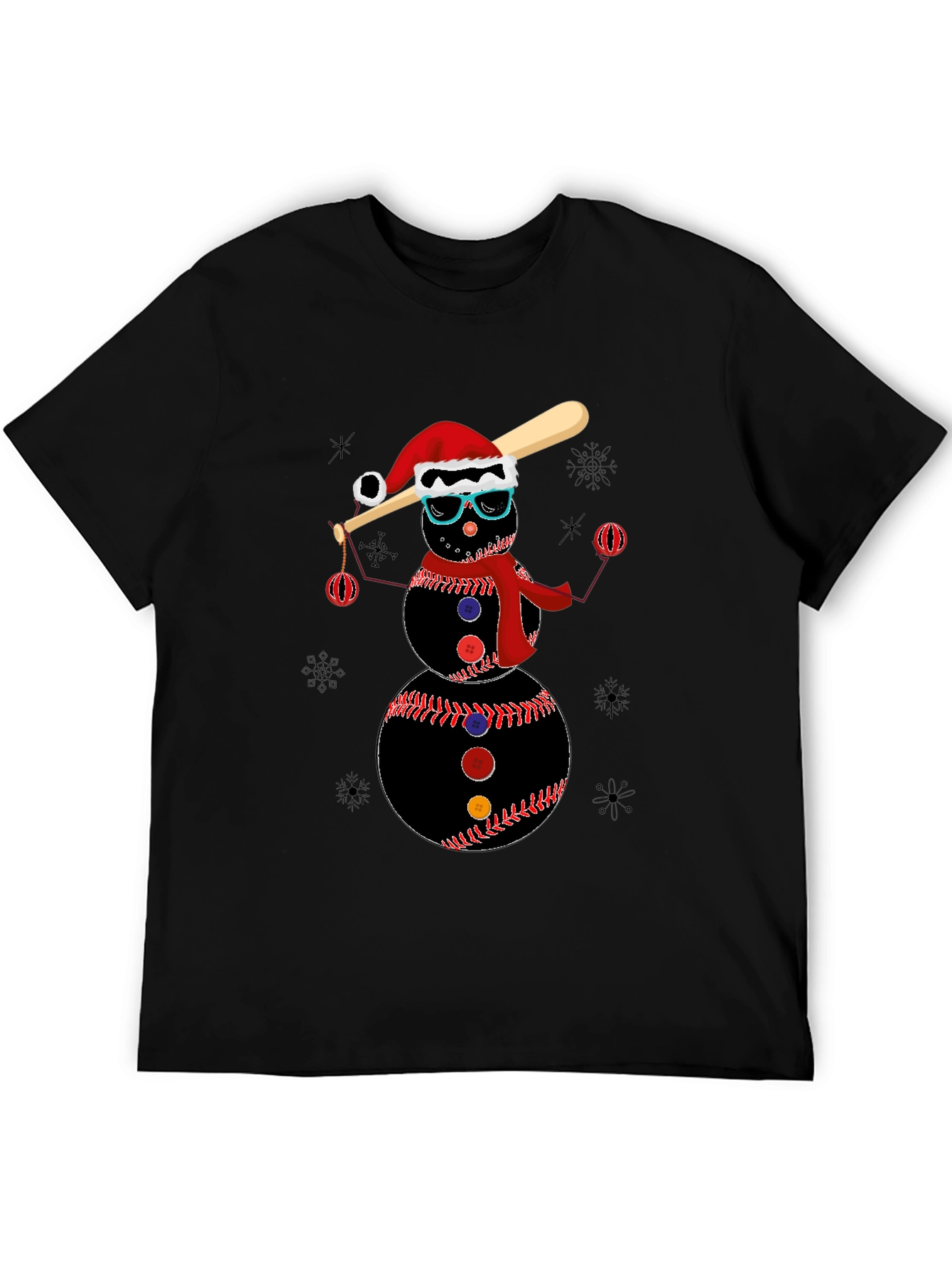 Baseball Snowman T-Shirt - Holiday Festive Tee