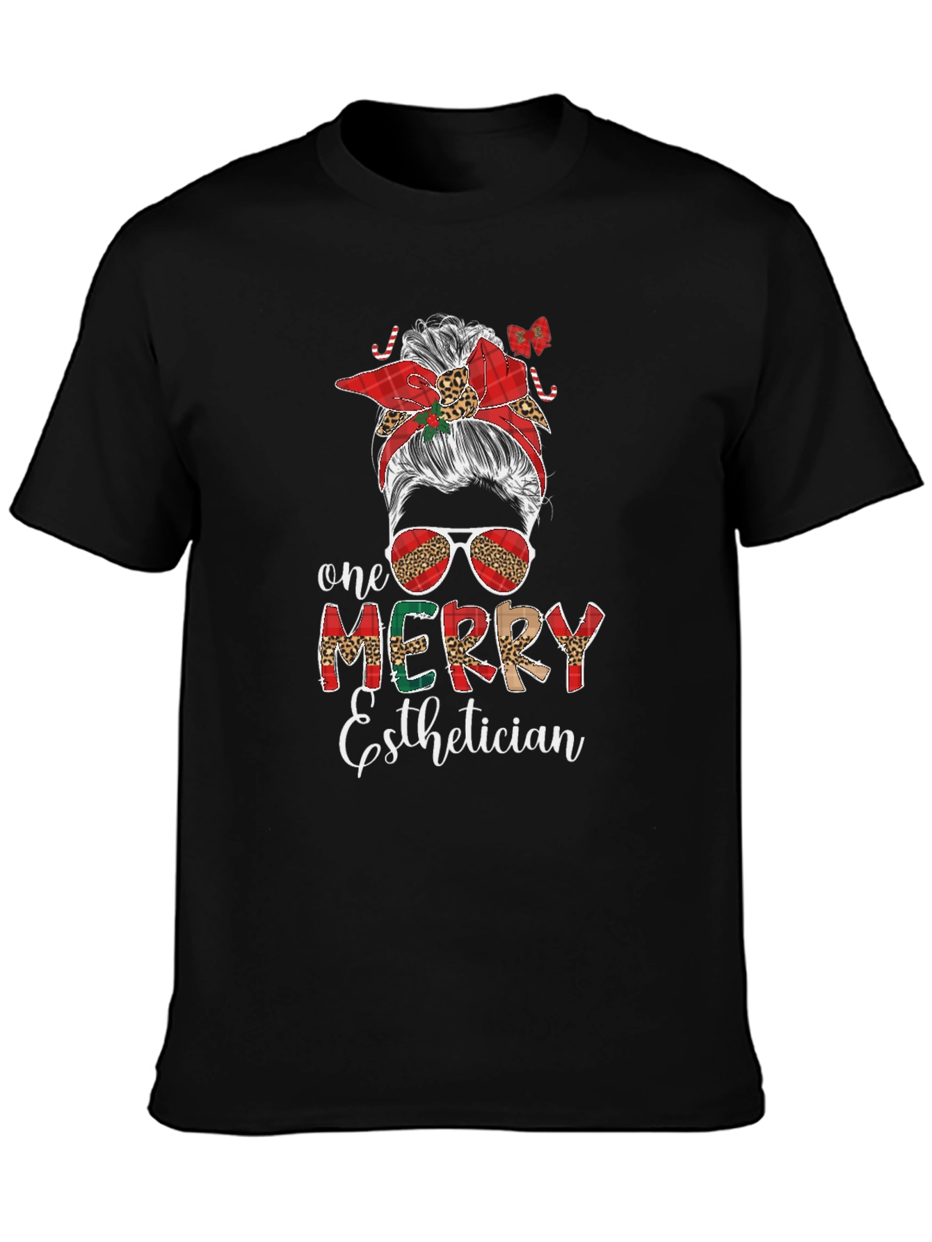 Merry Esthetician Messy Bun T-Shirt