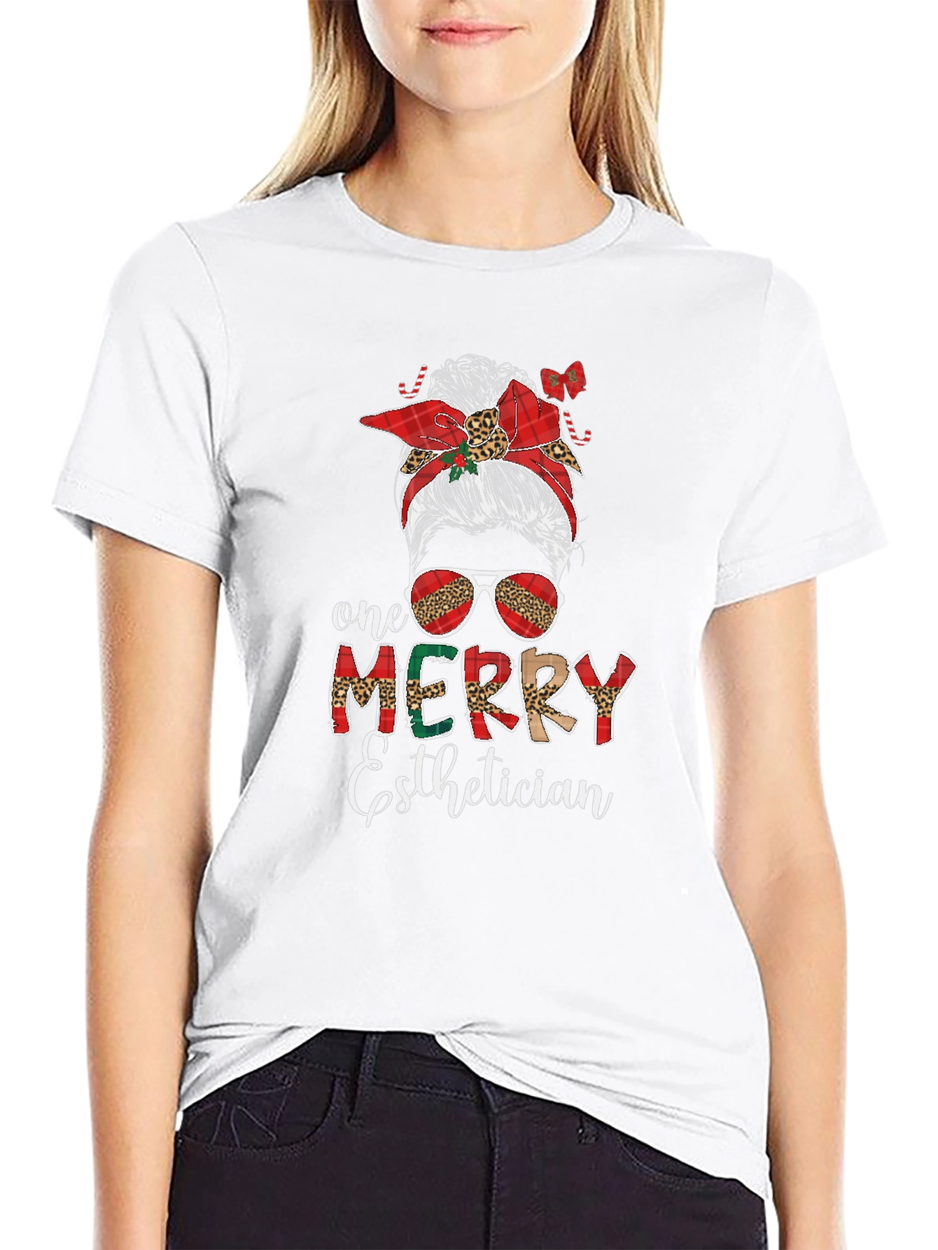 Merry Esthetician Messy Bun T-Shirt