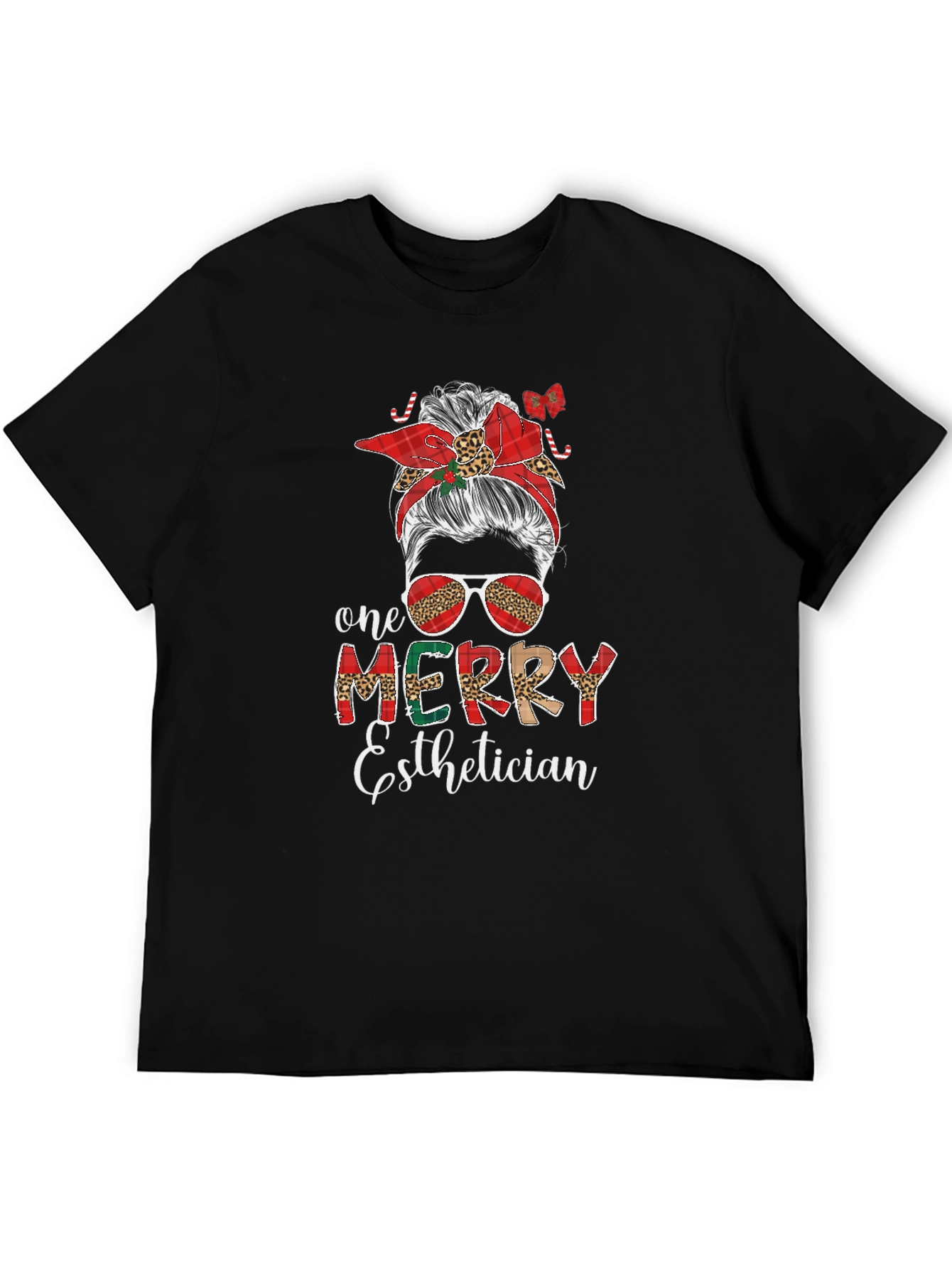 Merry Esthetician Messy Bun T-Shirt