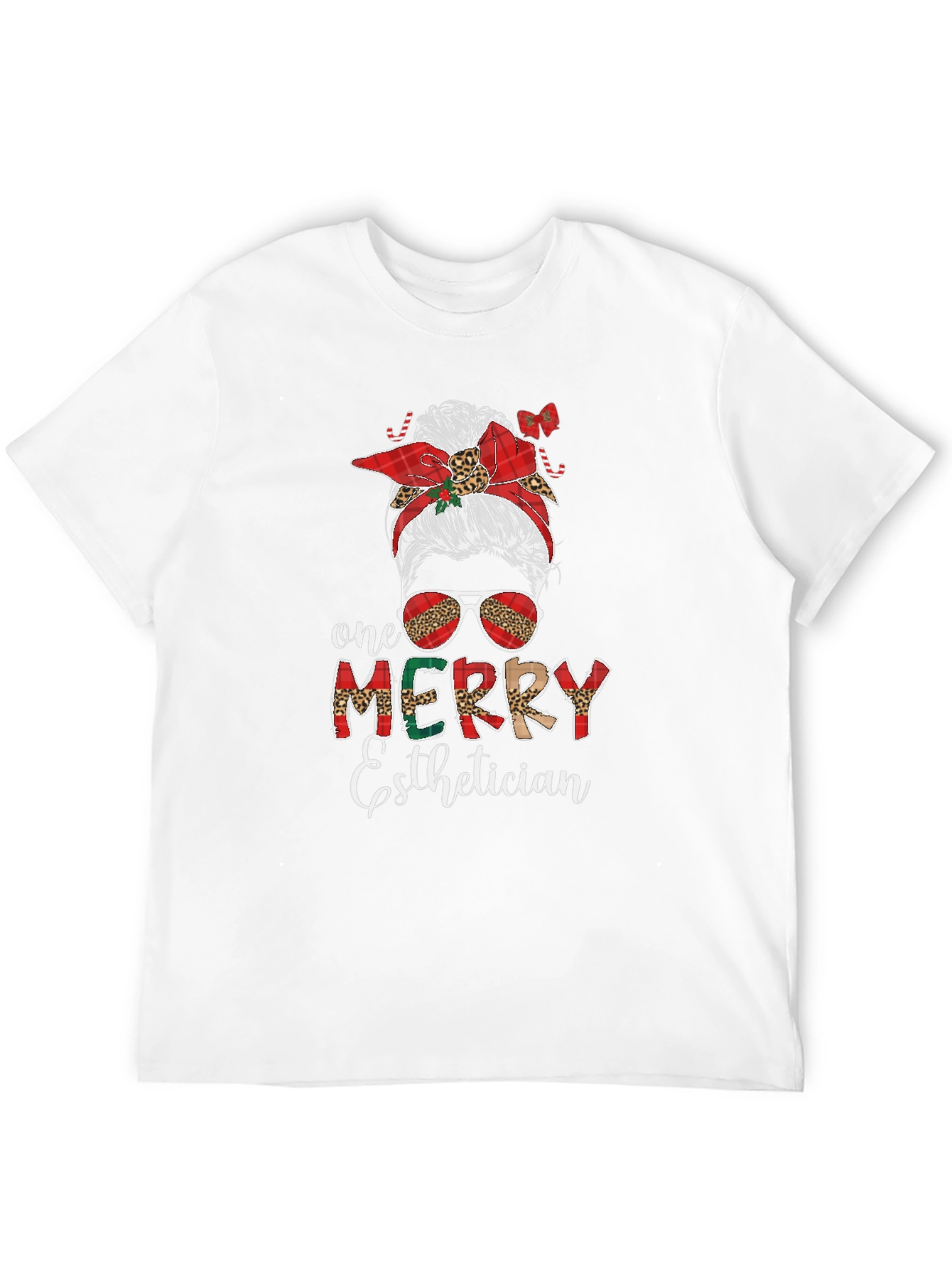 Merry Esthetician Messy Bun T-Shirt