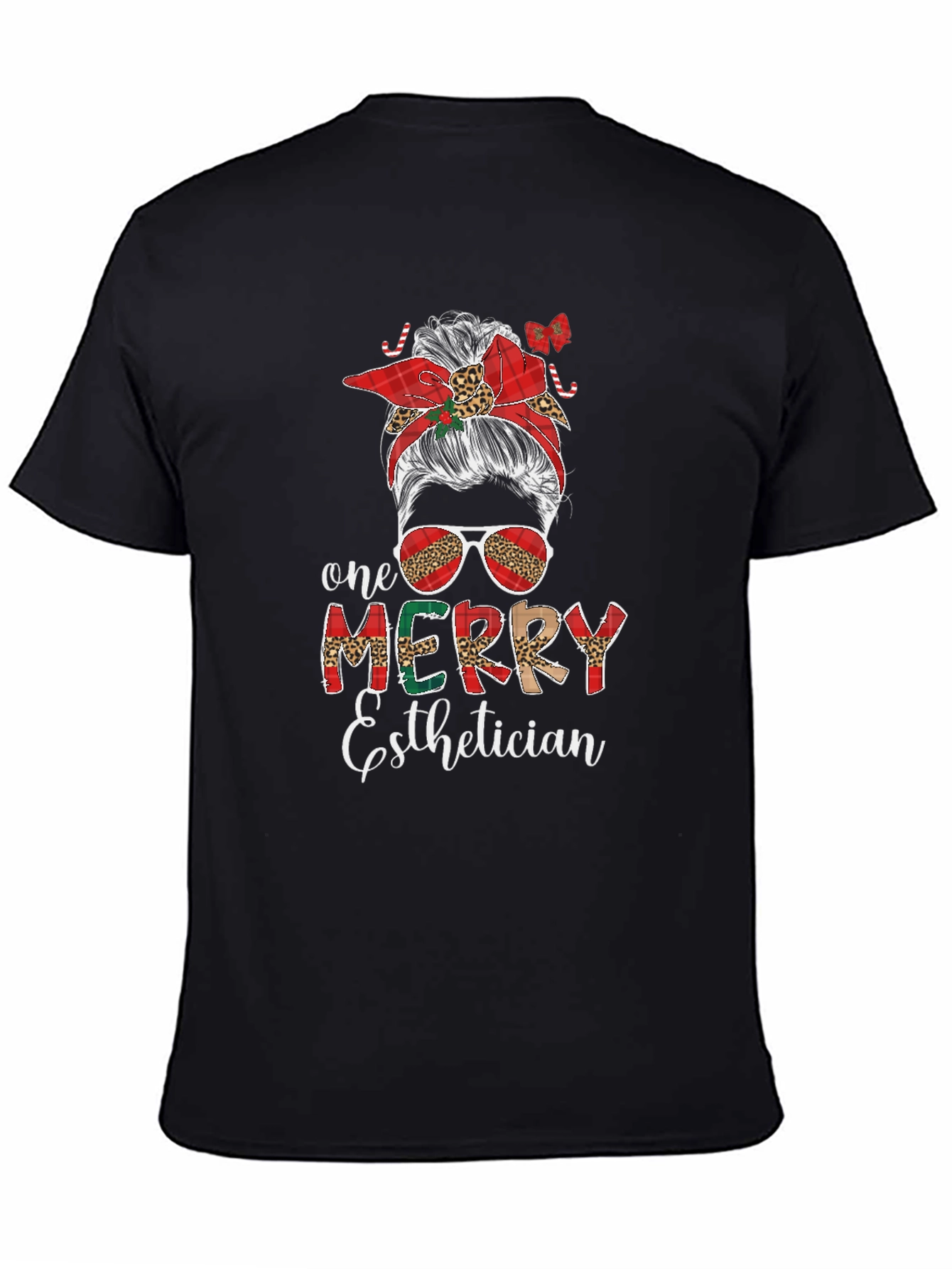 Merry Esthetician Messy Bun T-Shirt
