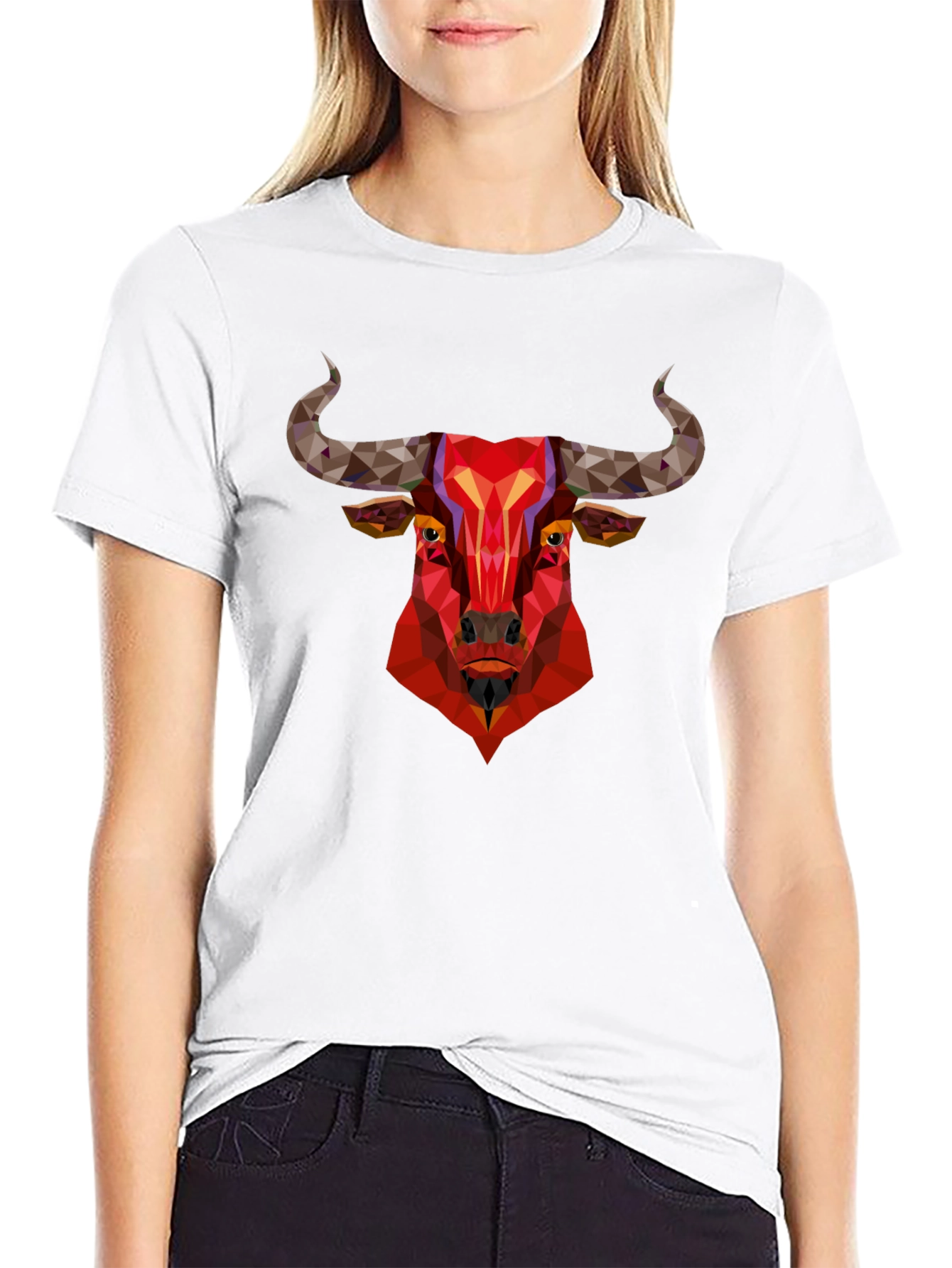 Geometric Bull Graphic Tee - Bold Statement Shirt