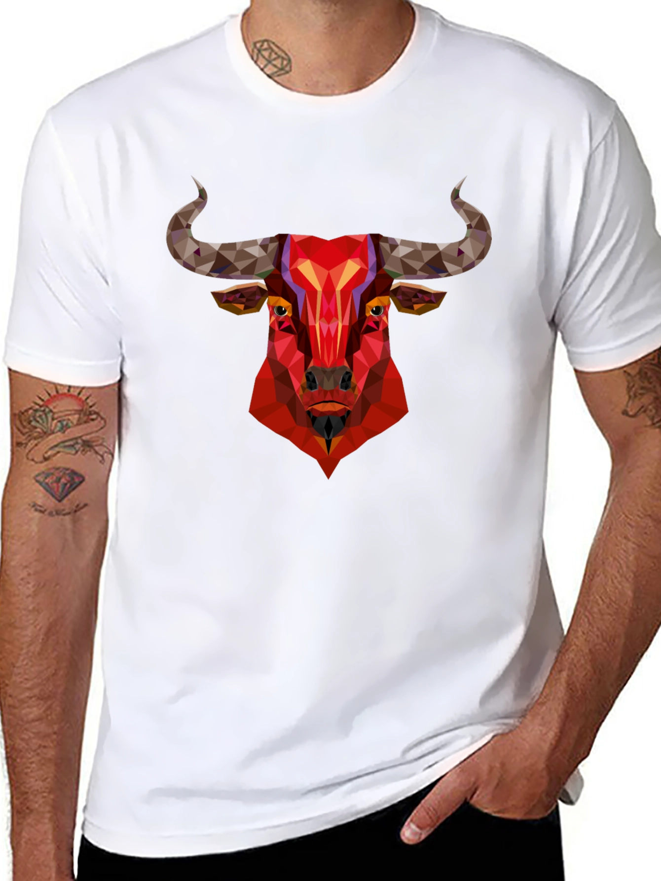 Geometric Bull Graphic Tee - Bold Statement Shirt
