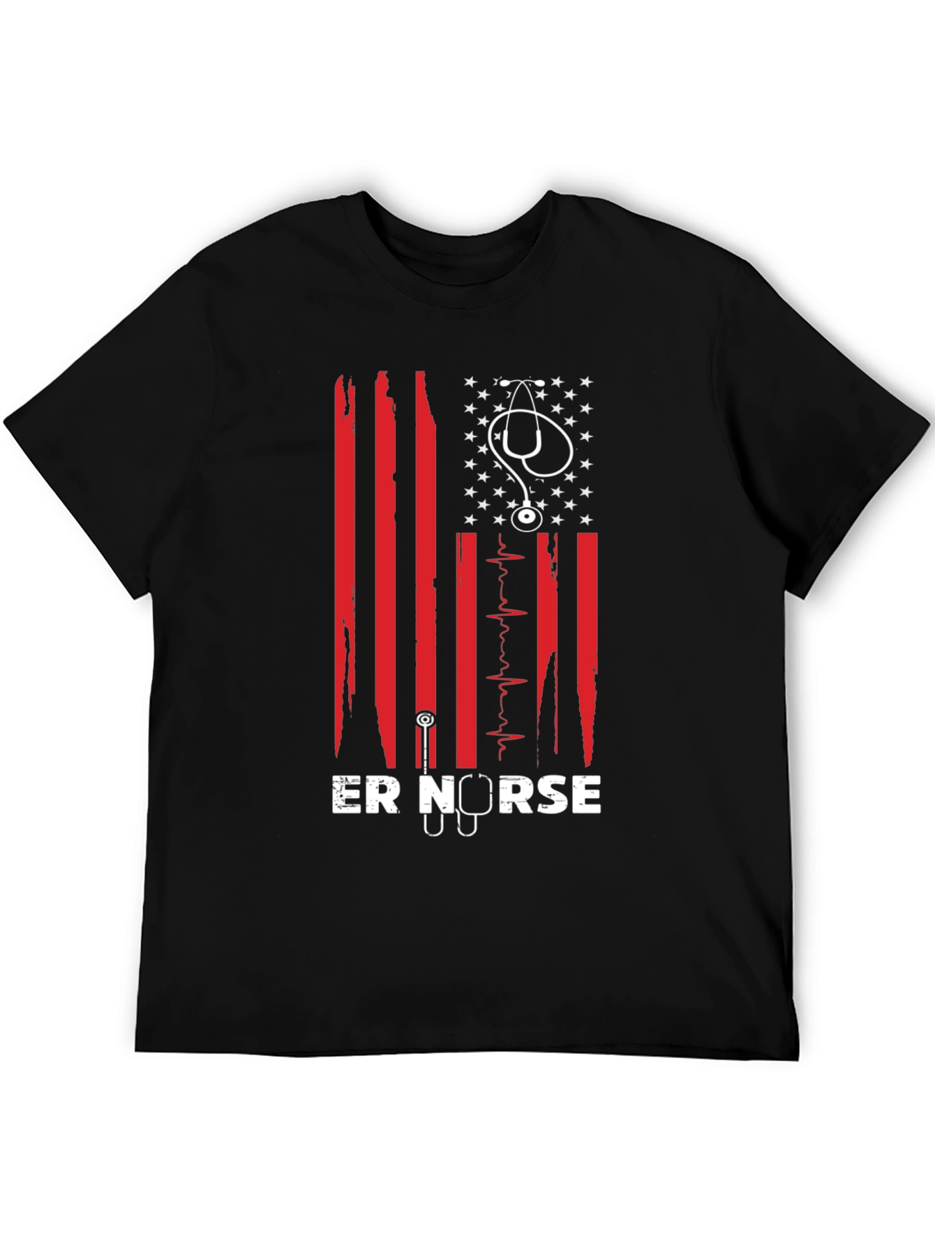 ER Nurse American Flag Graphic T-Shirt