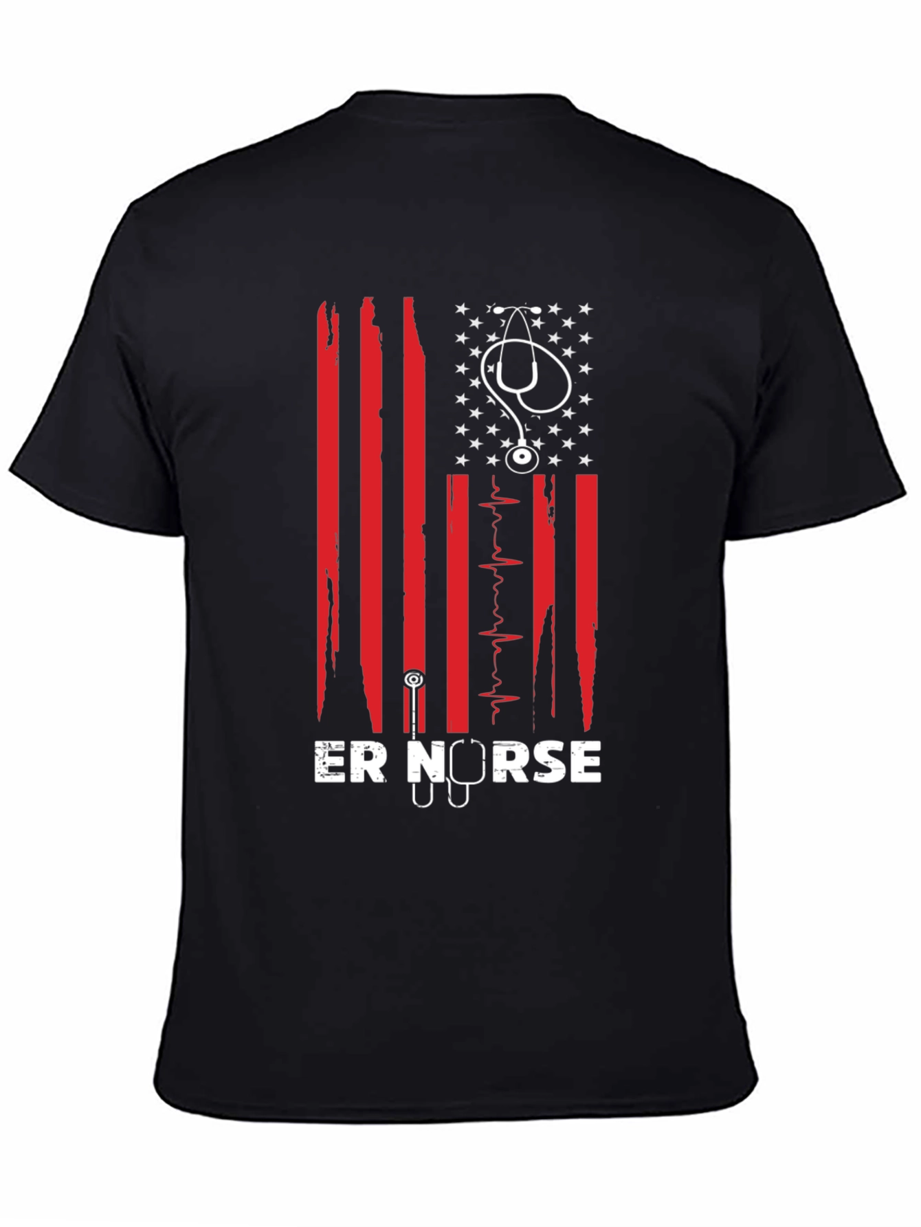 ER Nurse American Flag Graphic T-Shirt