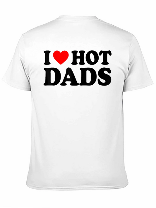 I Heart Hot Dads Graphic Tee - Black Crew Neck T-Shirt