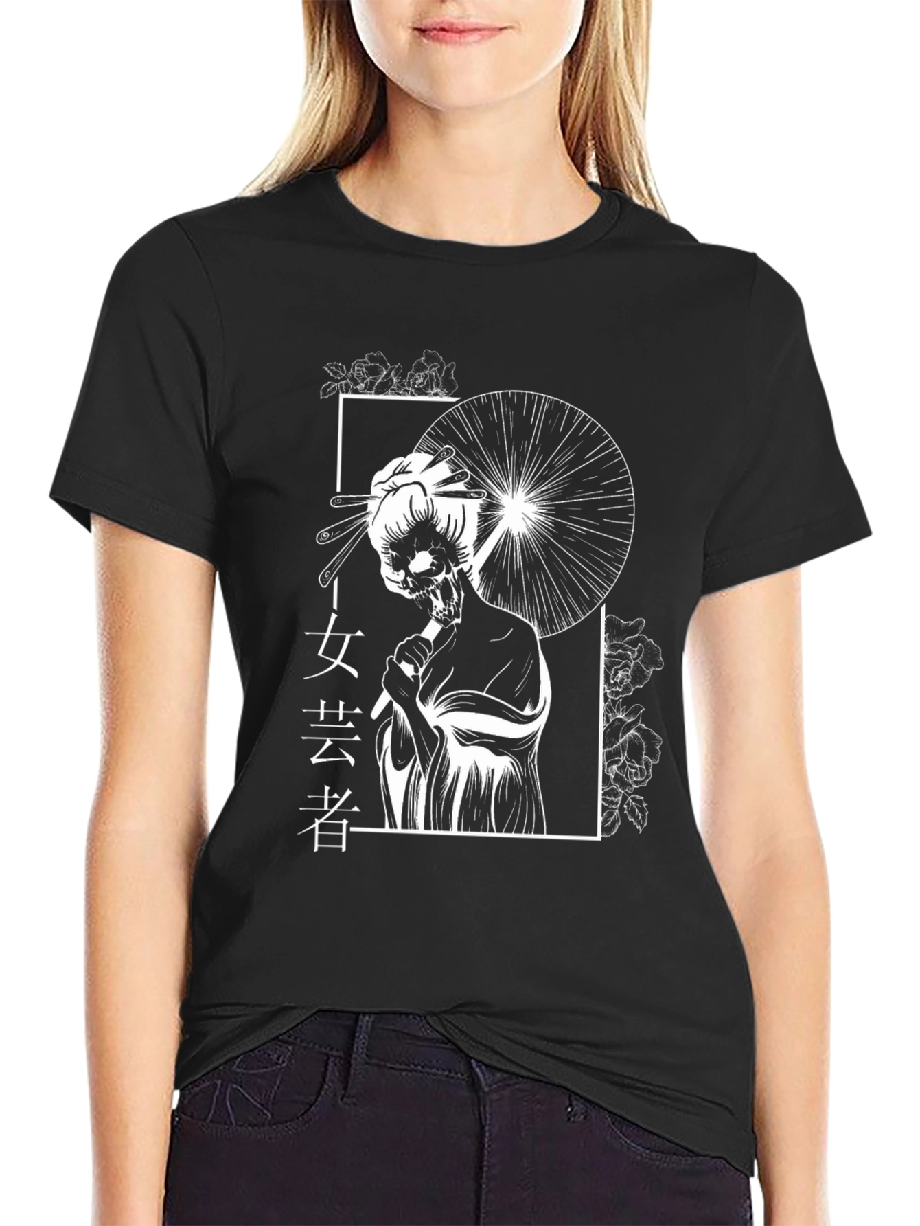 Geisha Skeleton Graphic T-Shirt - Unique Design
