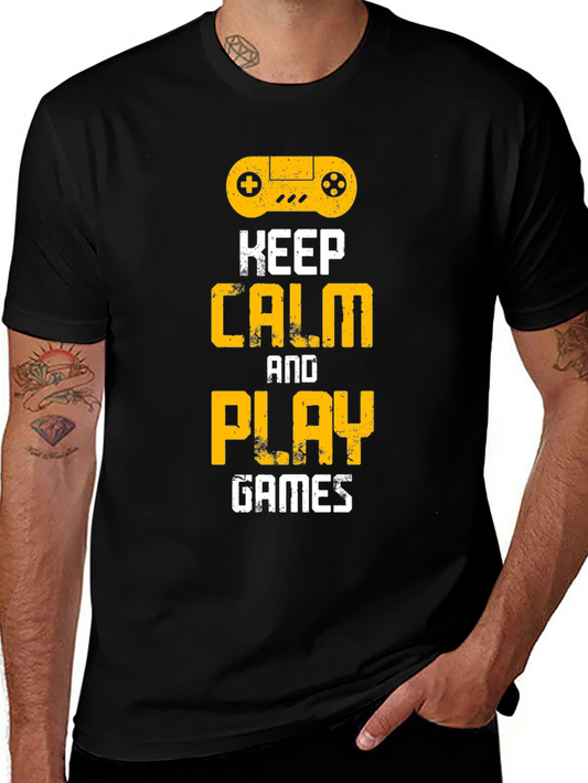 Keep Calm and Play Games Black T-Shirt