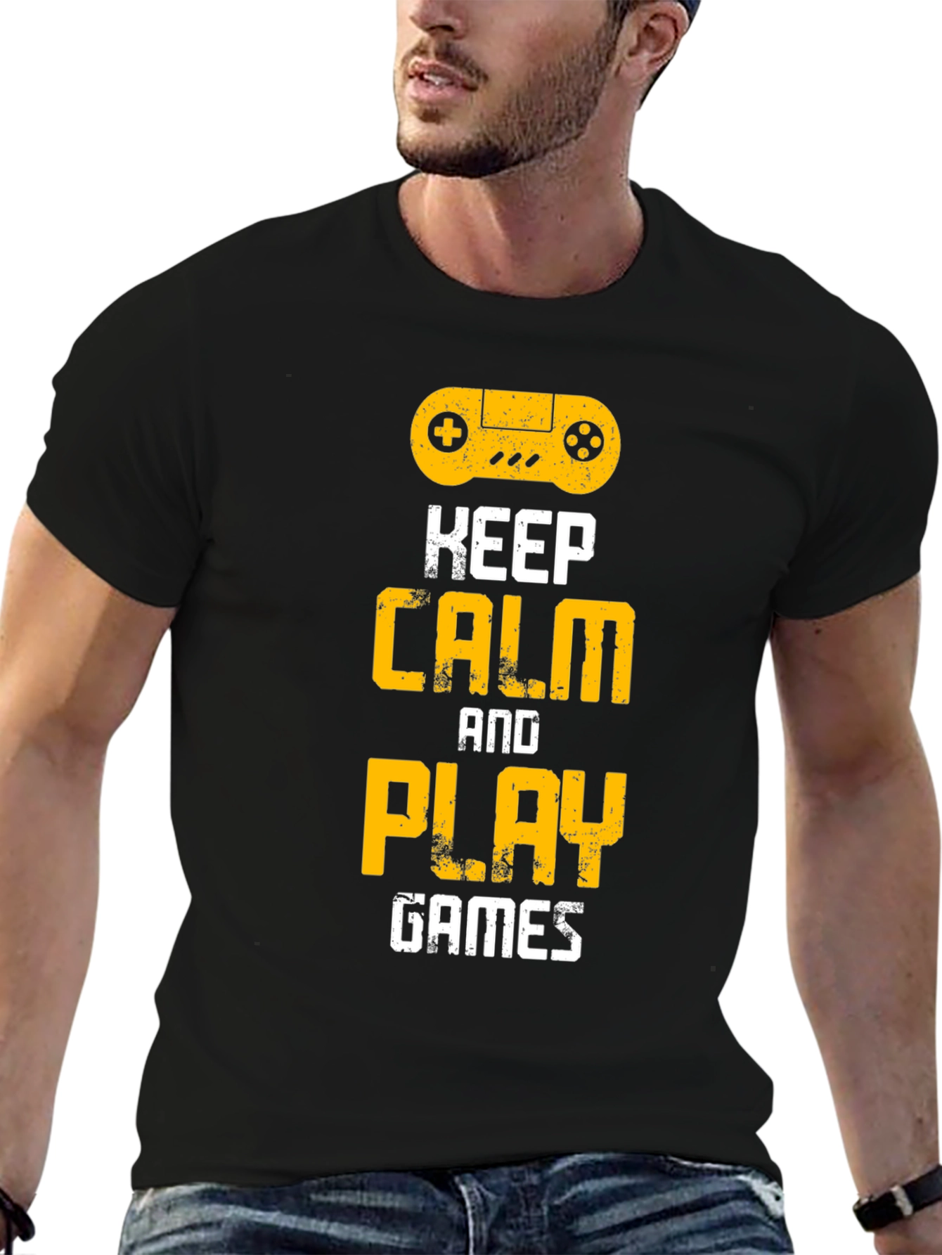 Keep Calm and Play Games Black T-Shirt