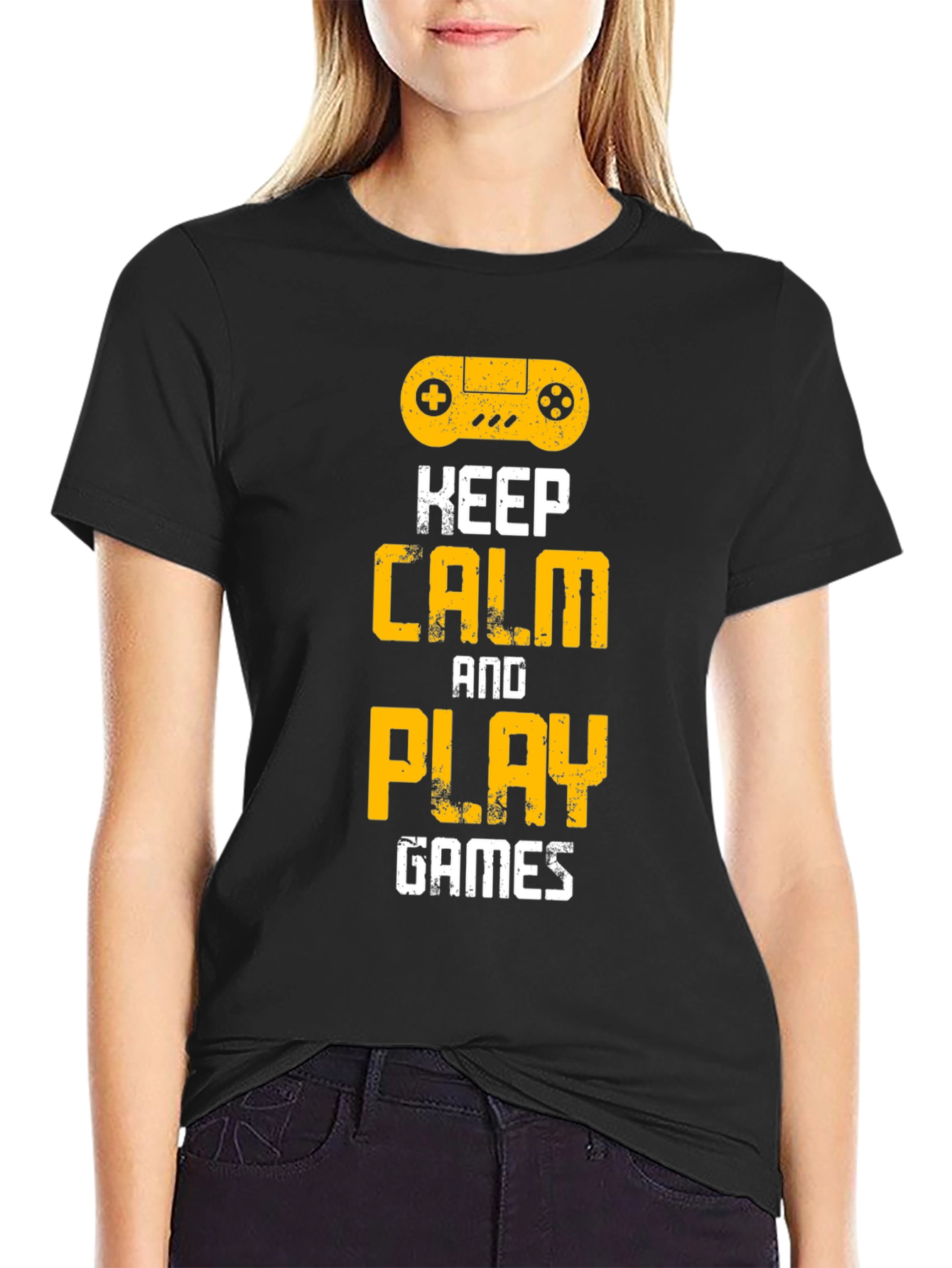 Keep Calm and Play Games Black T-Shirt