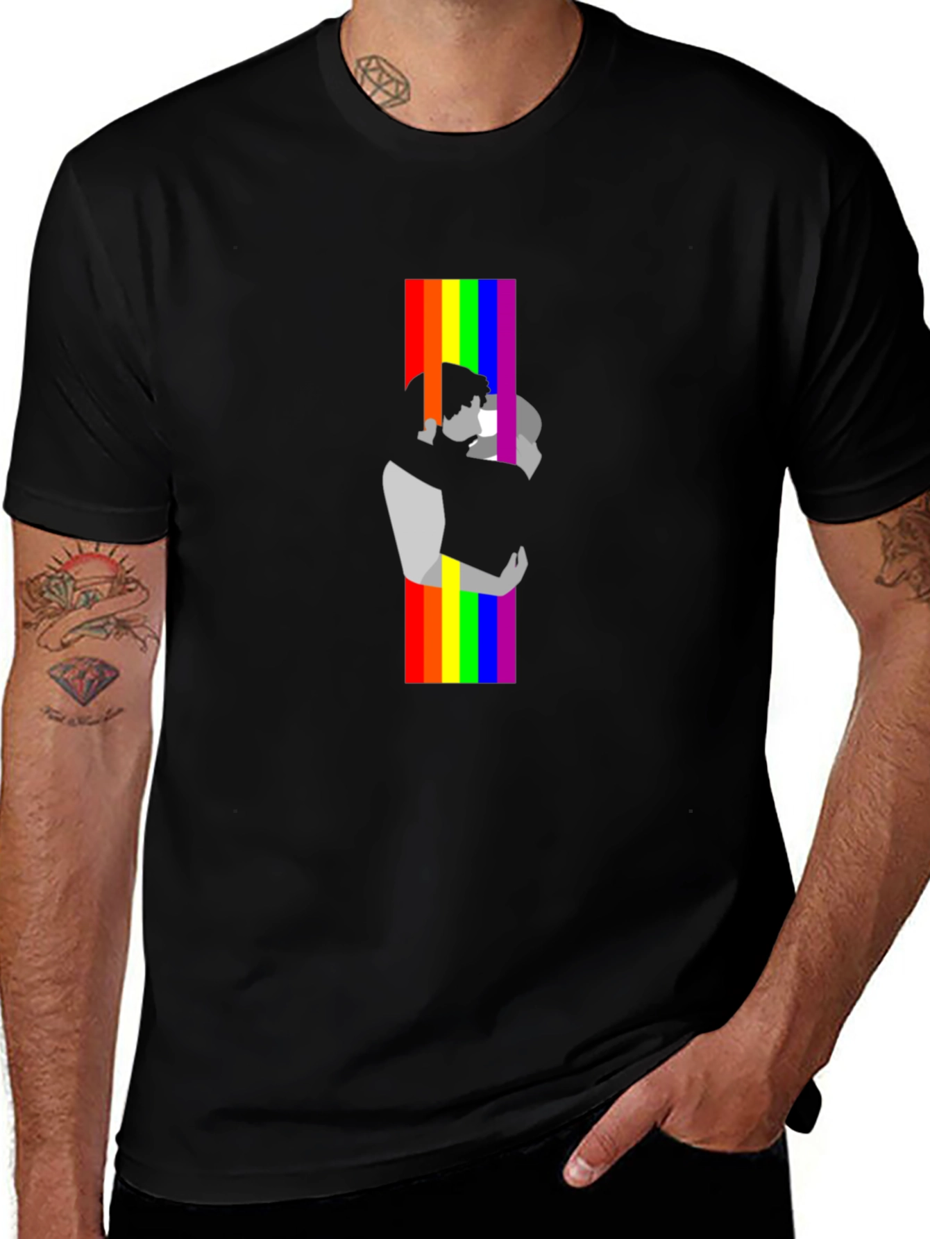 Pride Embrace Graphic Tee - Black LGBT T-Shirt