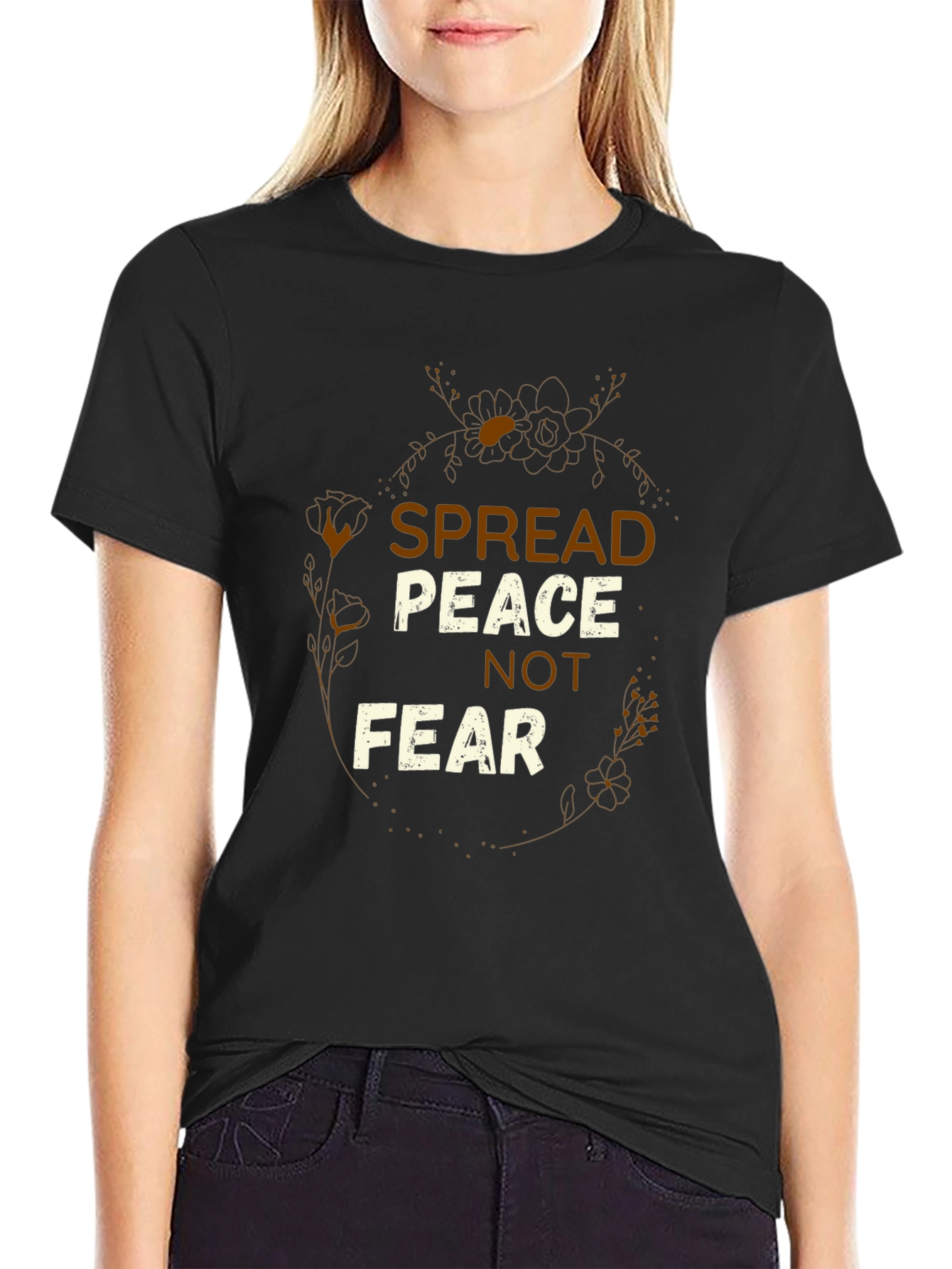 Spread Peace Graphic Tee - Black Short Sleeve