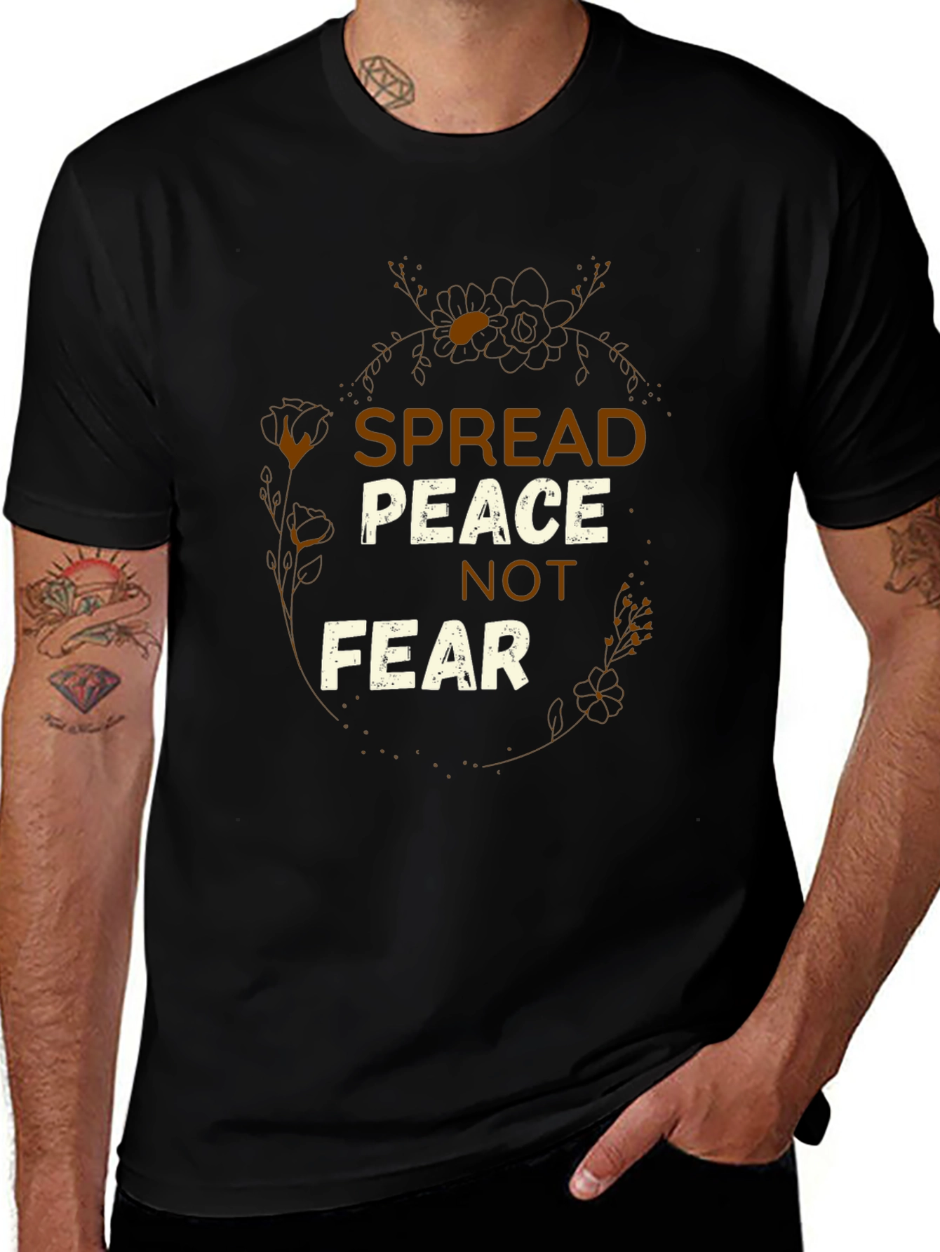 Spread Peace Graphic Tee - Black Short Sleeve