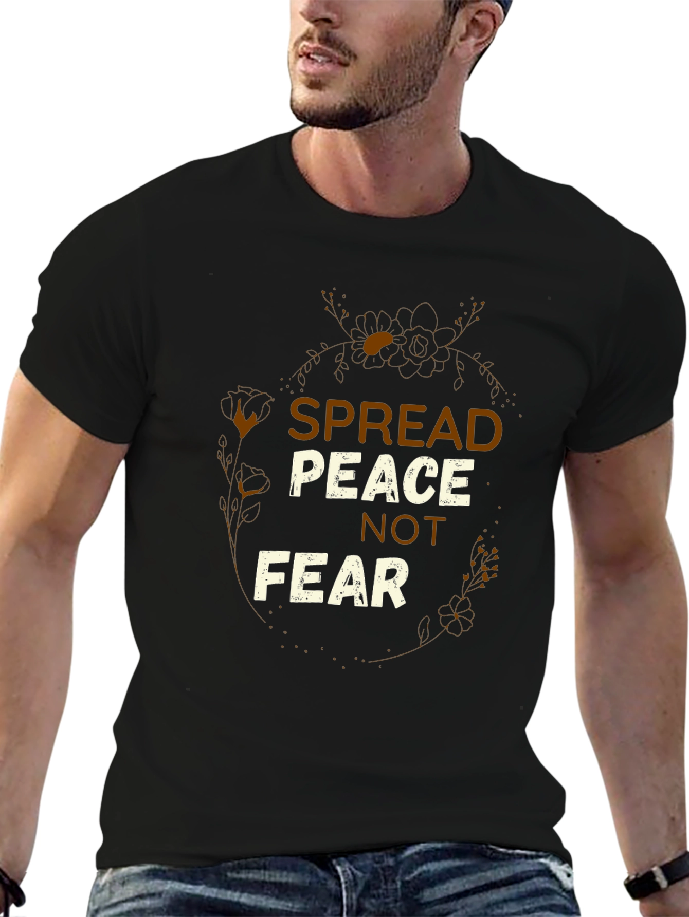 Spread Peace Graphic Tee - Black Short Sleeve