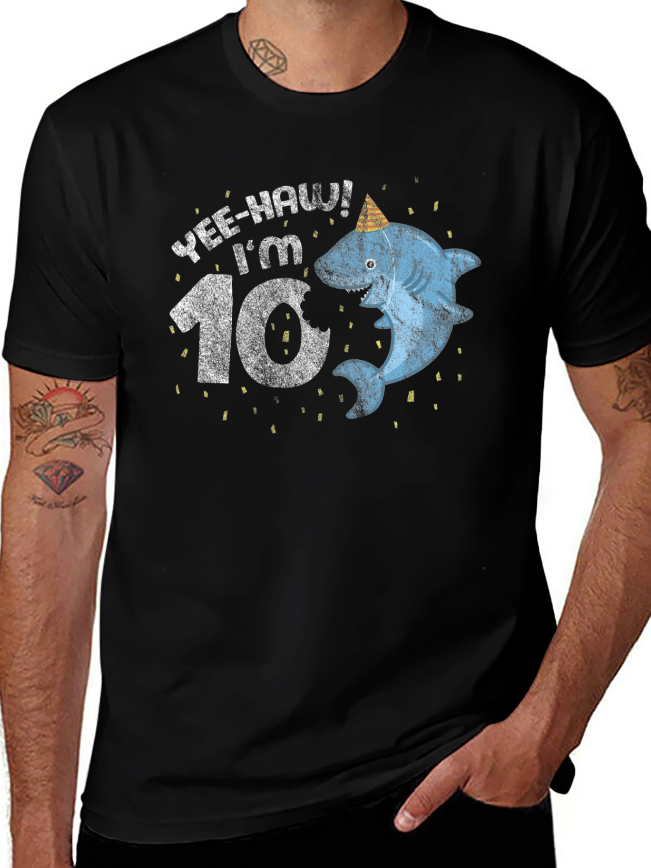 Yee-Haw Im 10! Shark Birthday T-Shirt