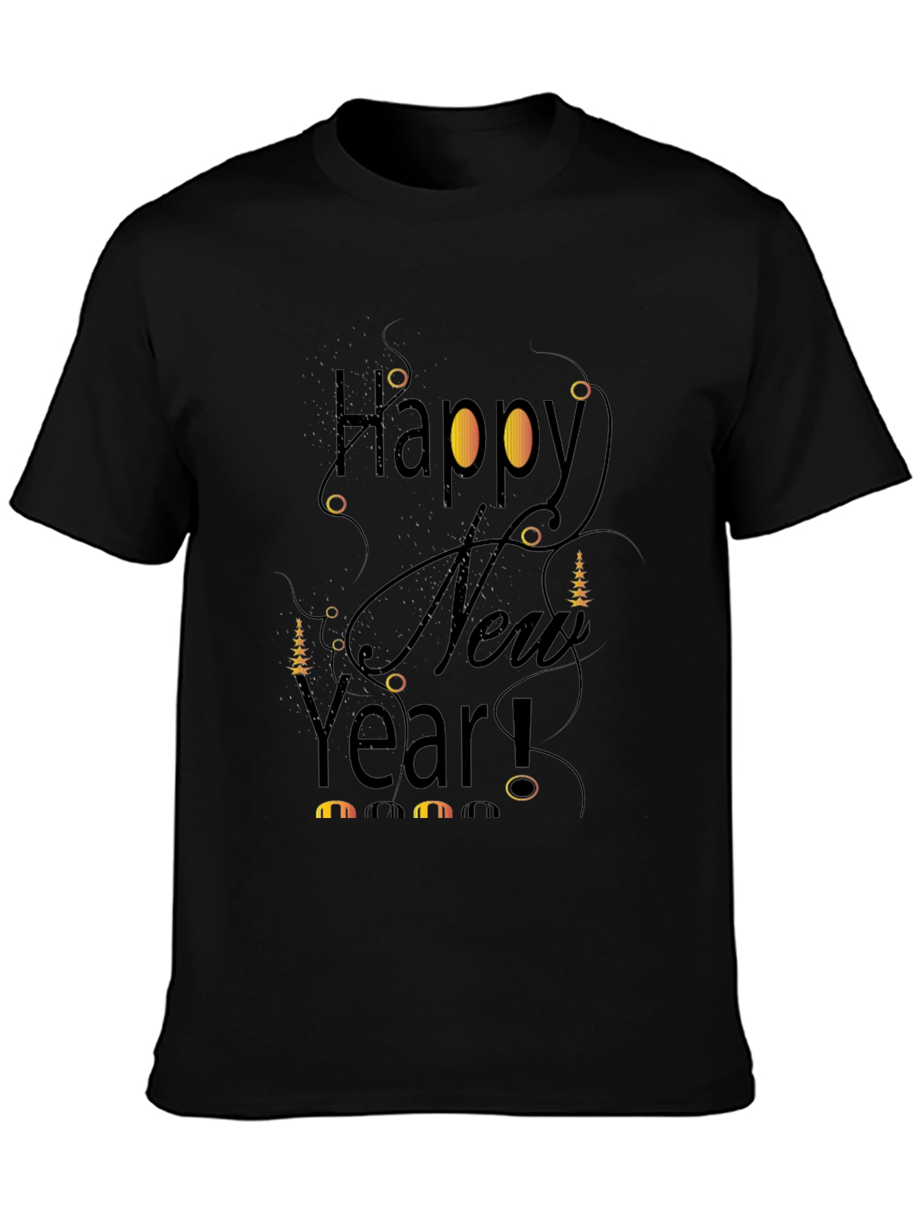 Happy New Year Black T-Shirt Graphic Tee