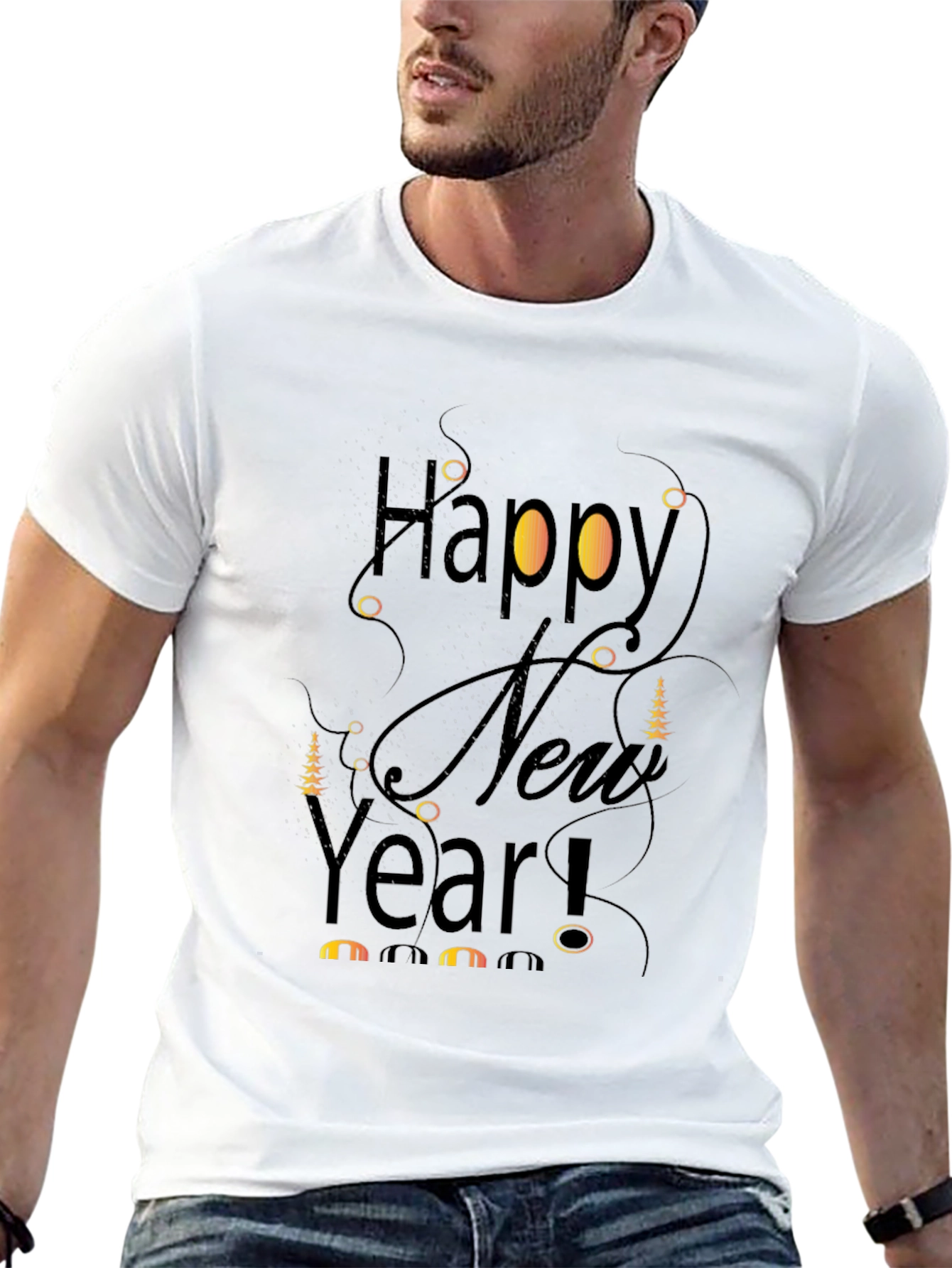 Happy New Year Black T-Shirt Graphic Tee