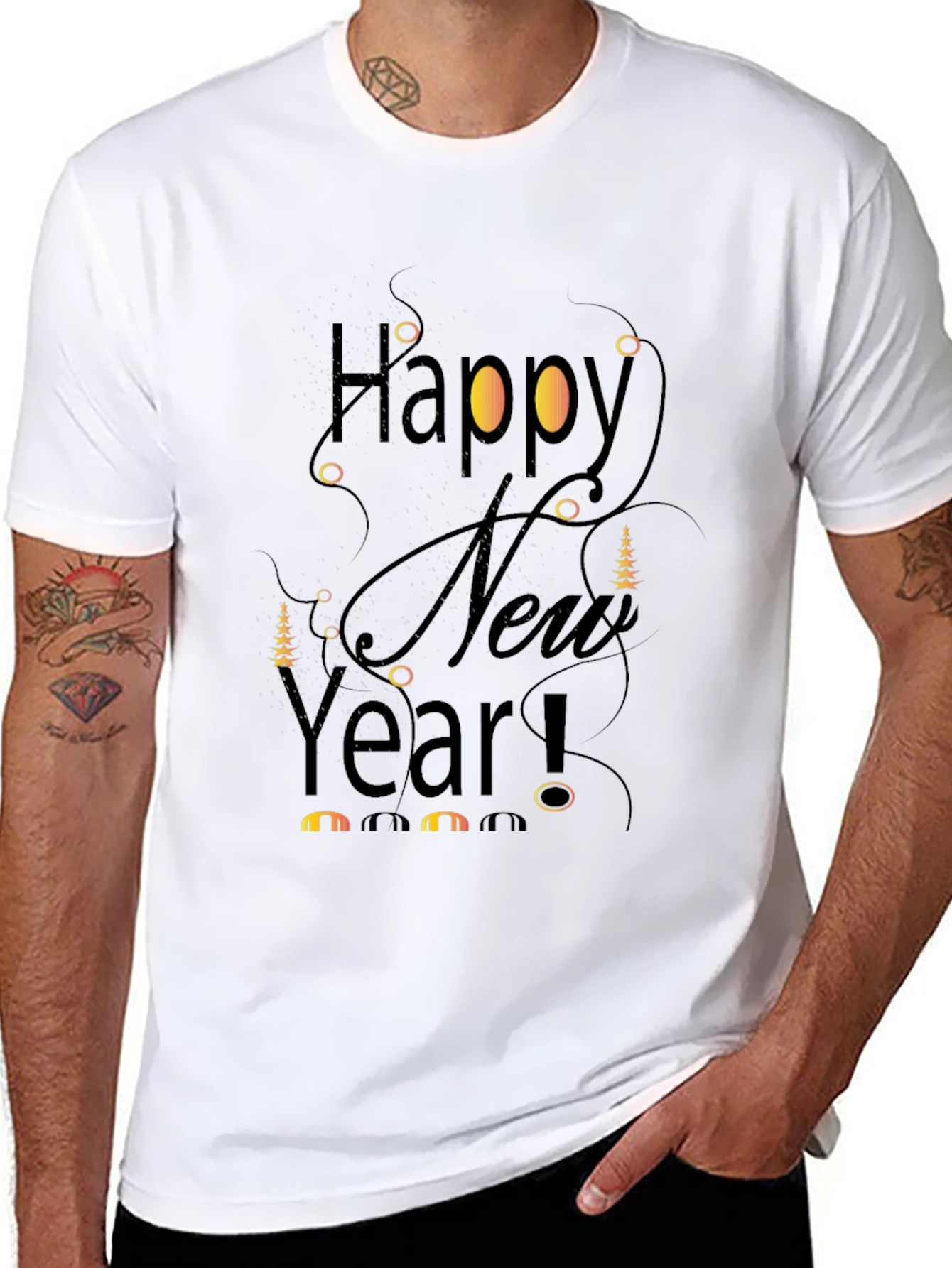 Happy New Year Black T-Shirt Graphic Tee