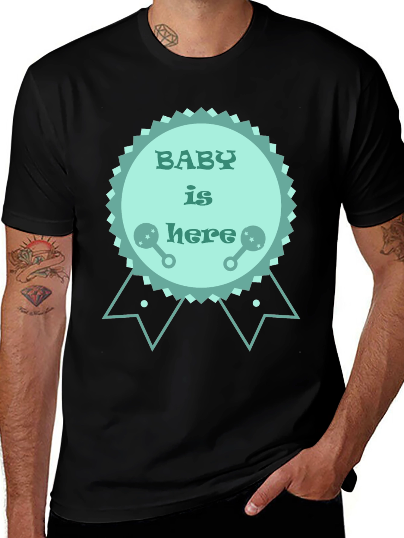 Baby is Here T-Shirt - New Baby Announcement Tee