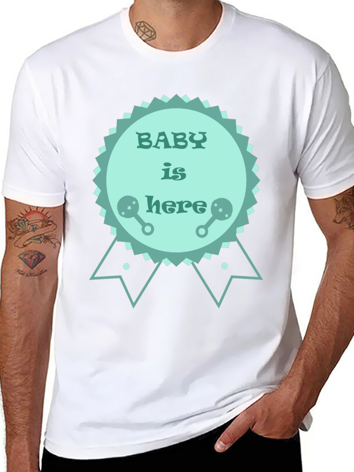 Baby is Here T-Shirt - New Baby Announcement Tee
