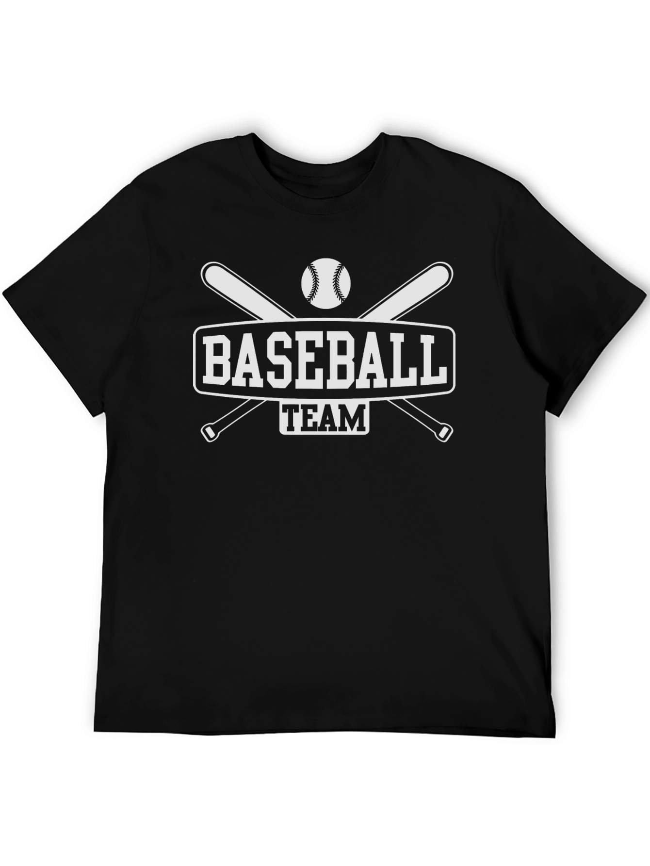 Baseball Team Graphic Tee - Black Cotton T-Shirt