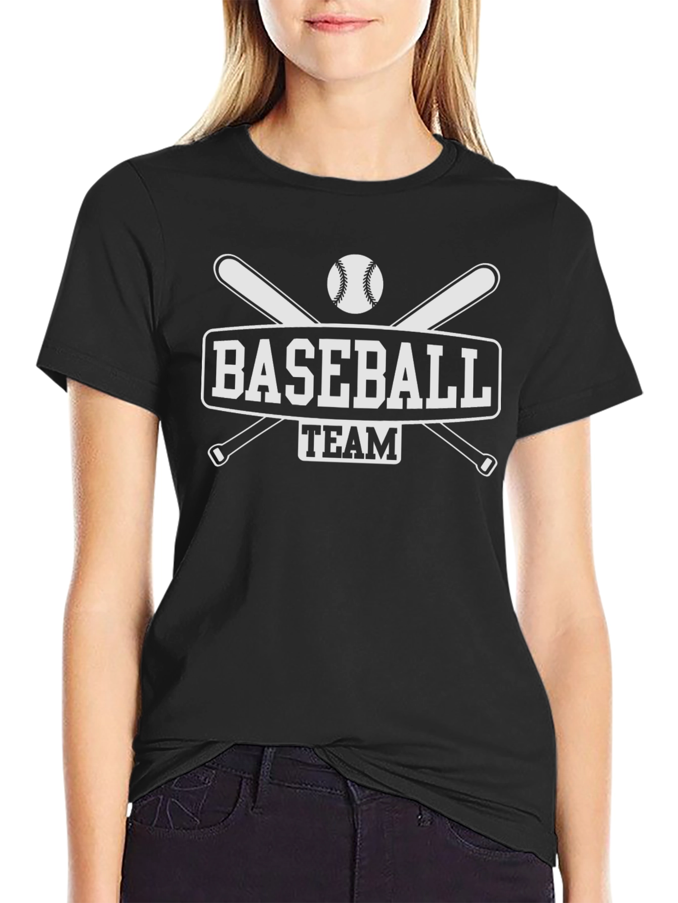 Baseball Team Graphic Tee - Black Cotton T-Shirt