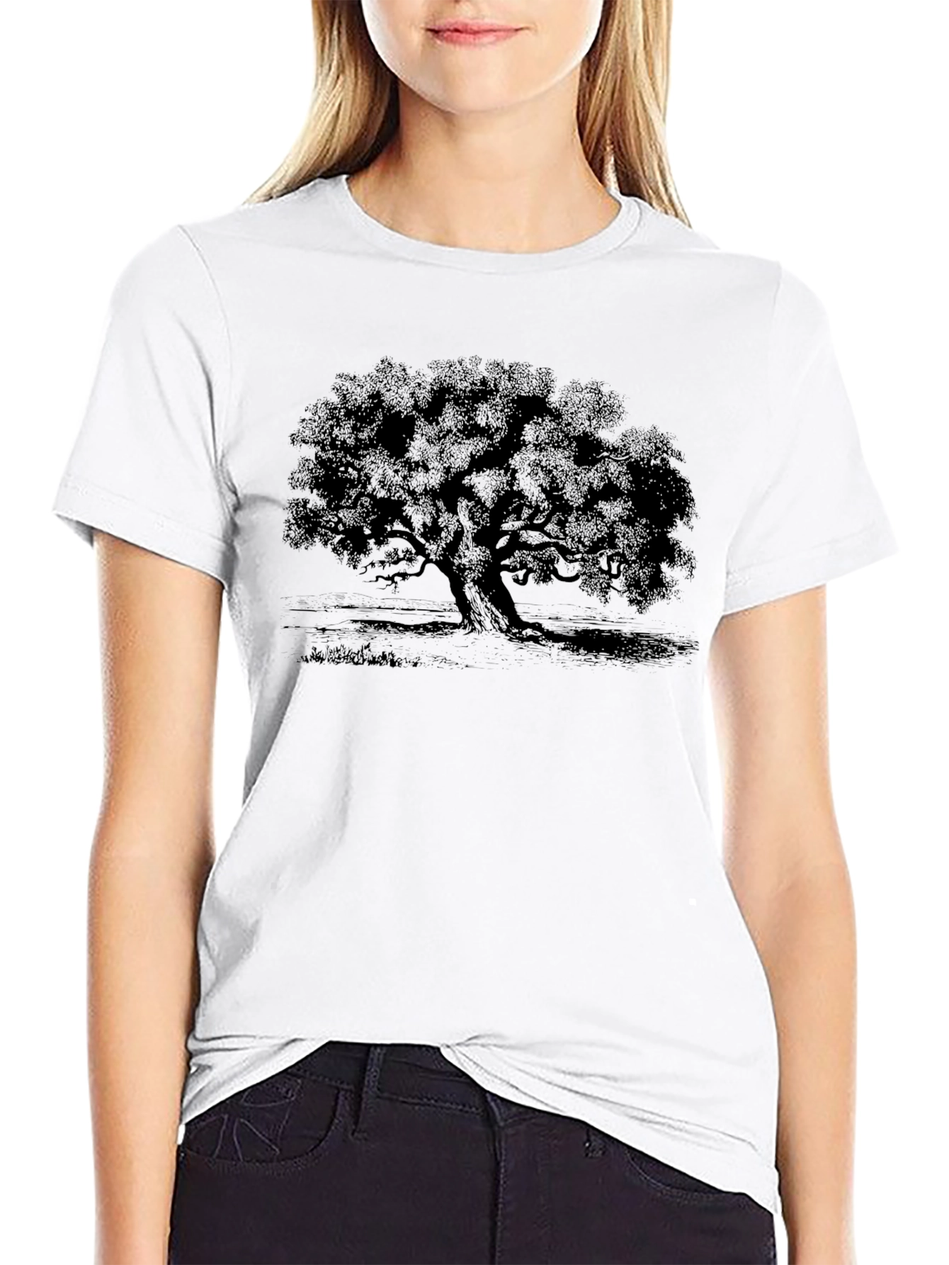 Classic Tree Graphic Tee - Black Cotton Comfort