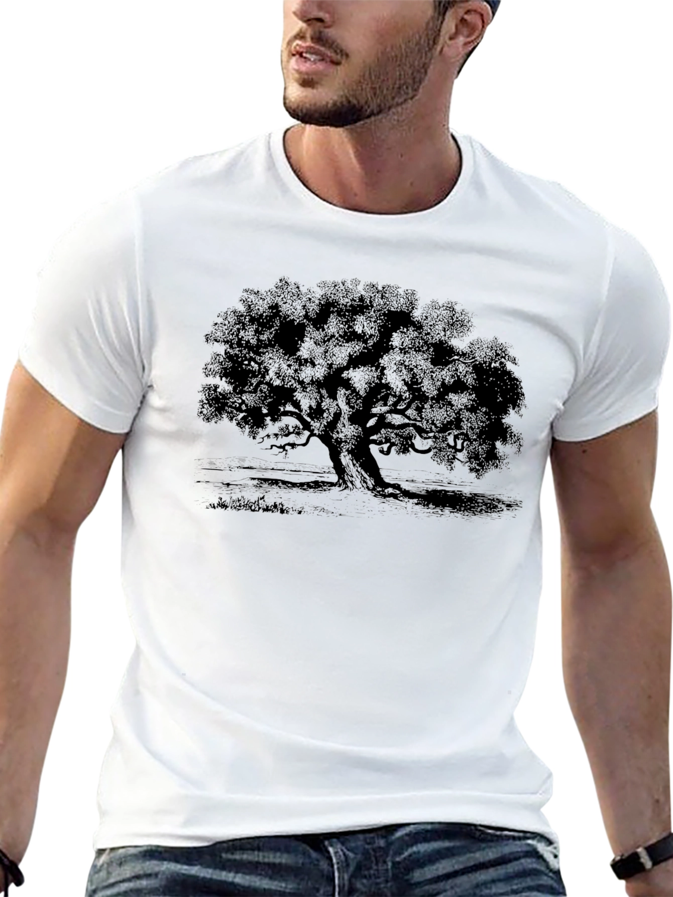 Classic Tree Graphic Tee - Black Cotton Comfort