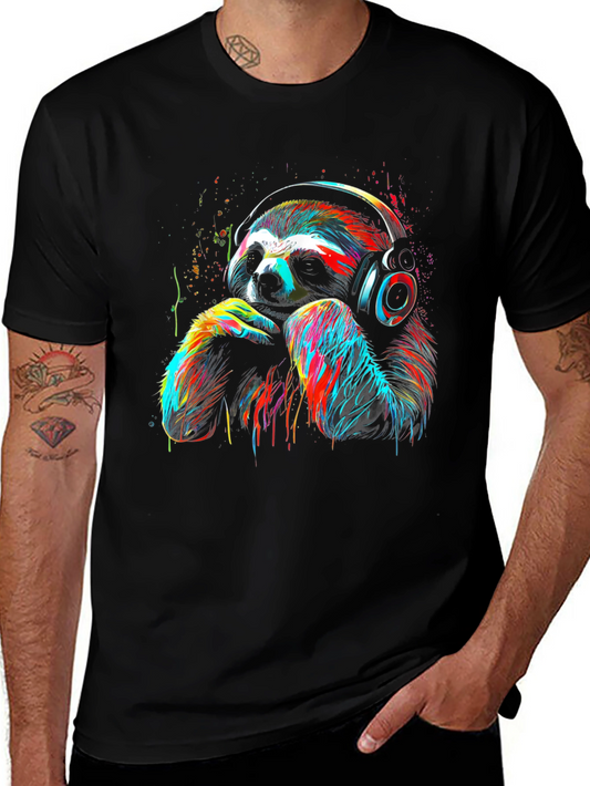Sloth DJ Graphic T-Shirt - Colorful & Unique Design