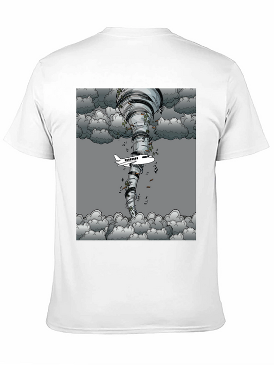 Tornado Plane Graphic Tee - Stylish Mens Black T-Shirt