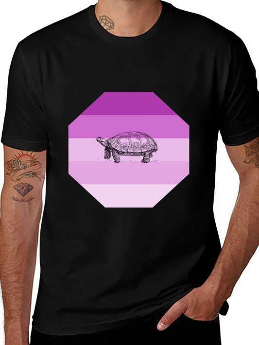 Turtle Graphic Tee - Purple Octagon Design