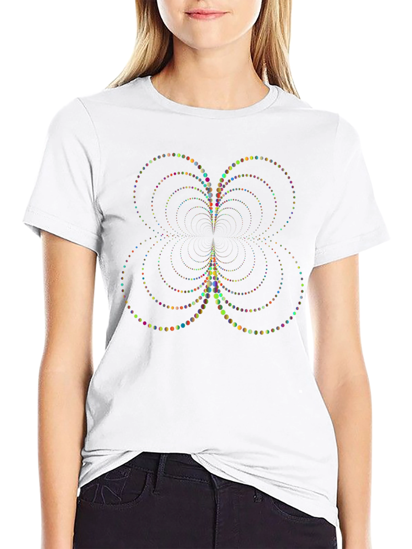 Abstract Dot Pattern Black T-Shirt