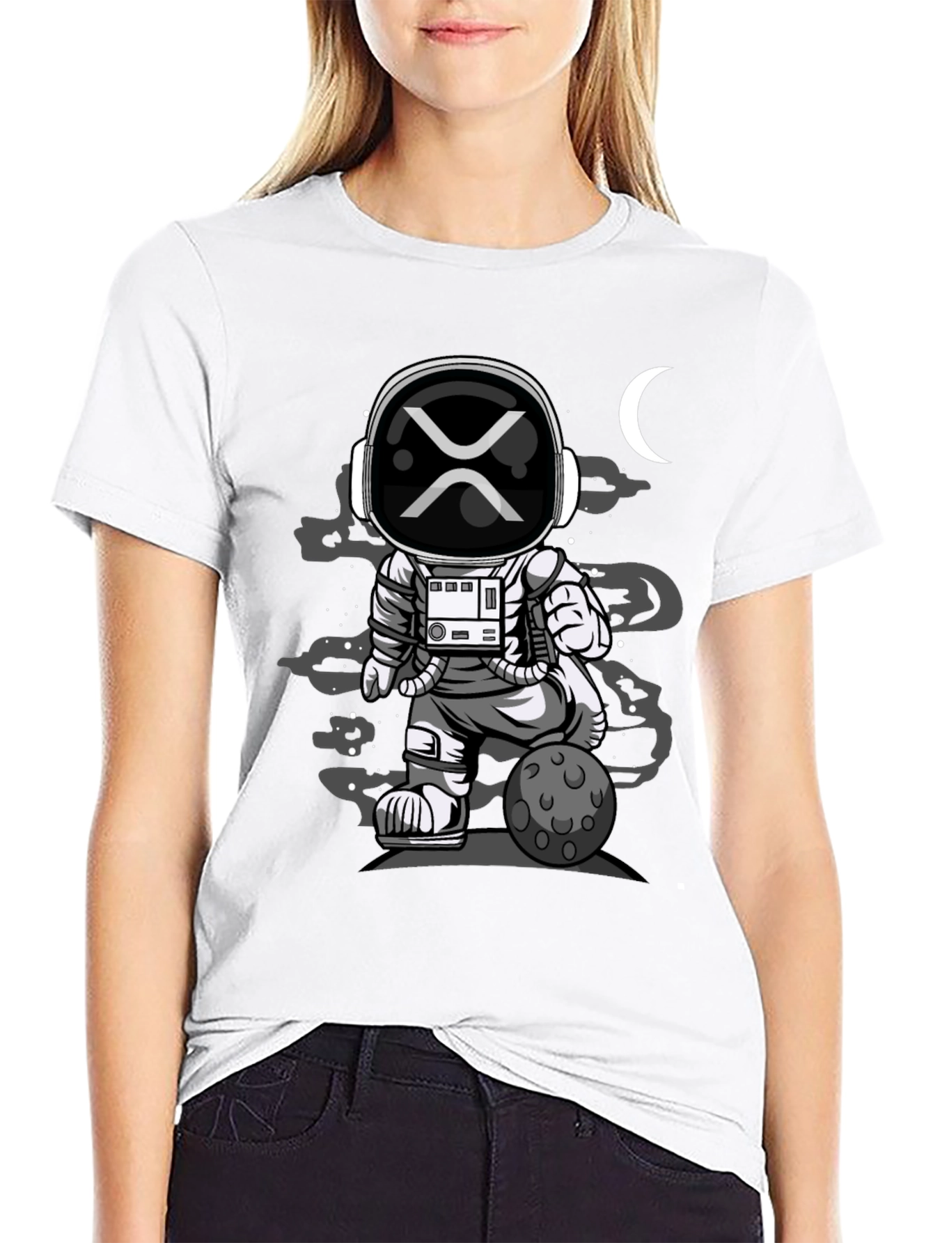 Astronaut XRP Moon T-Shirt - Crypto Space Tee