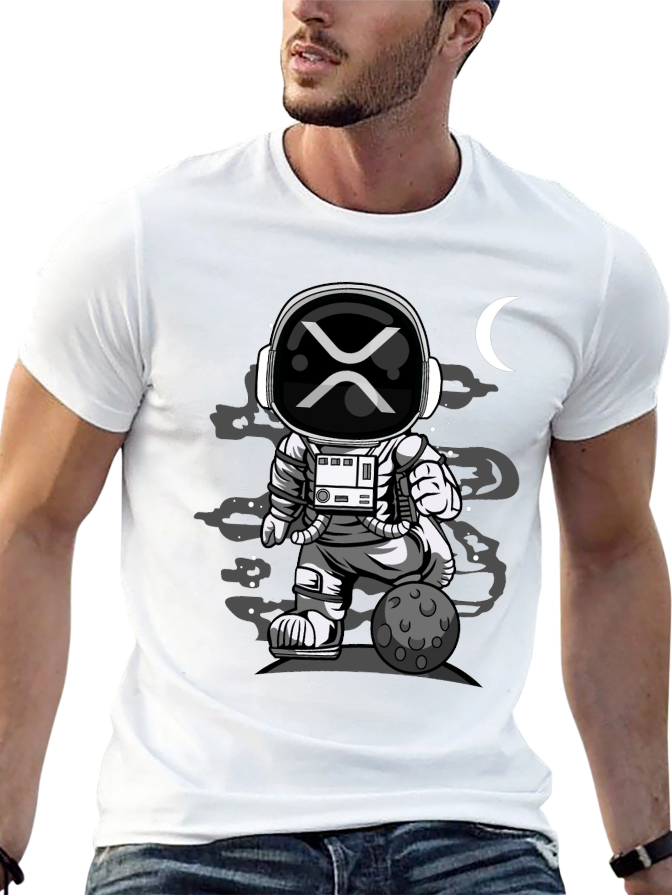 Astronaut XRP Moon T-Shirt - Crypto Space Tee