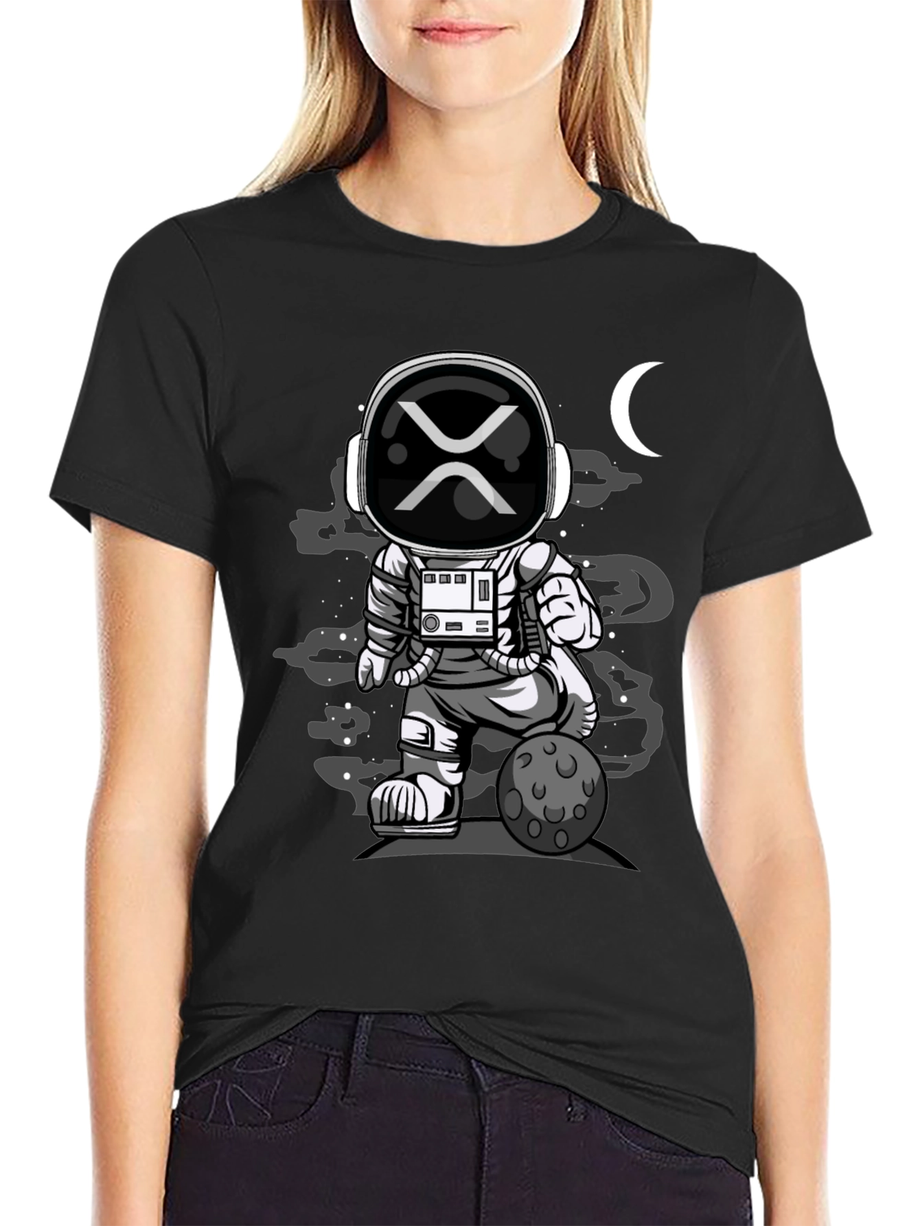 Astronaut XRP Moon T-Shirt - Crypto Space Tee