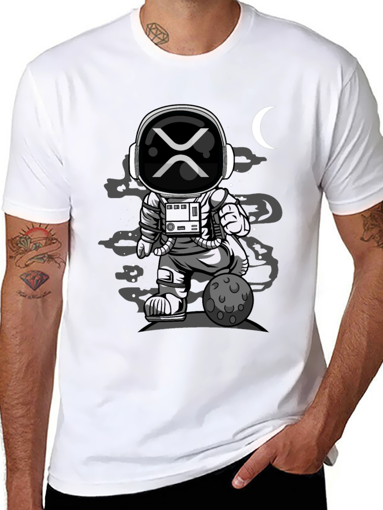 Astronaut XRP Moon T-Shirt - Crypto Space Tee