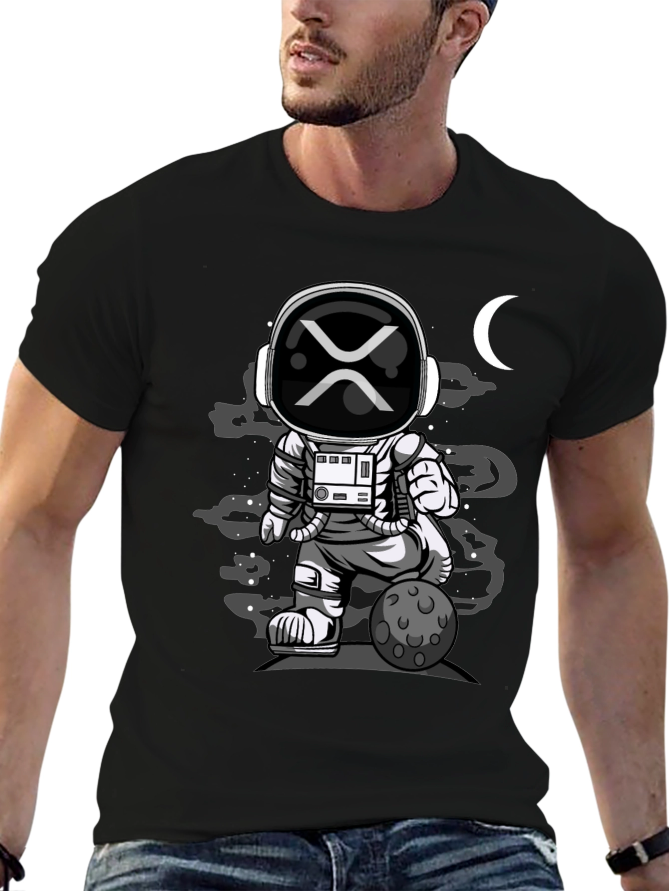 Astronaut XRP Moon T-Shirt - Crypto Space Tee