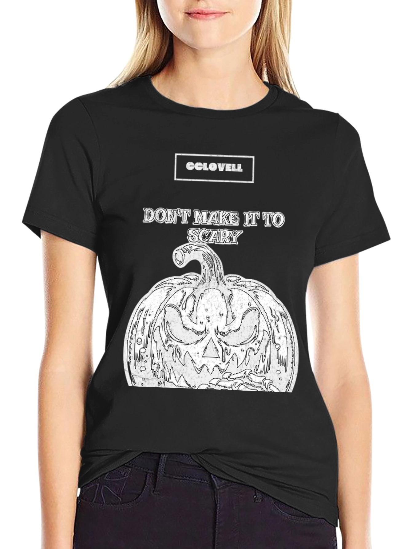 CCLOVELL Dont Make It Too Scary Halloween Pumpkin T-Shirt