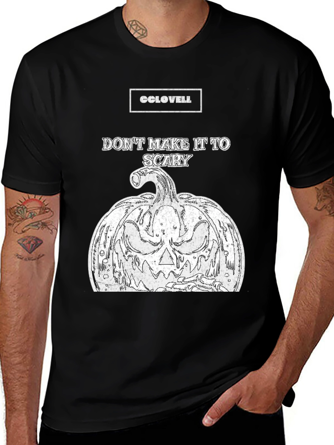 CCLOVELL Dont Make It Too Scary Halloween Pumpkin T-Shirt