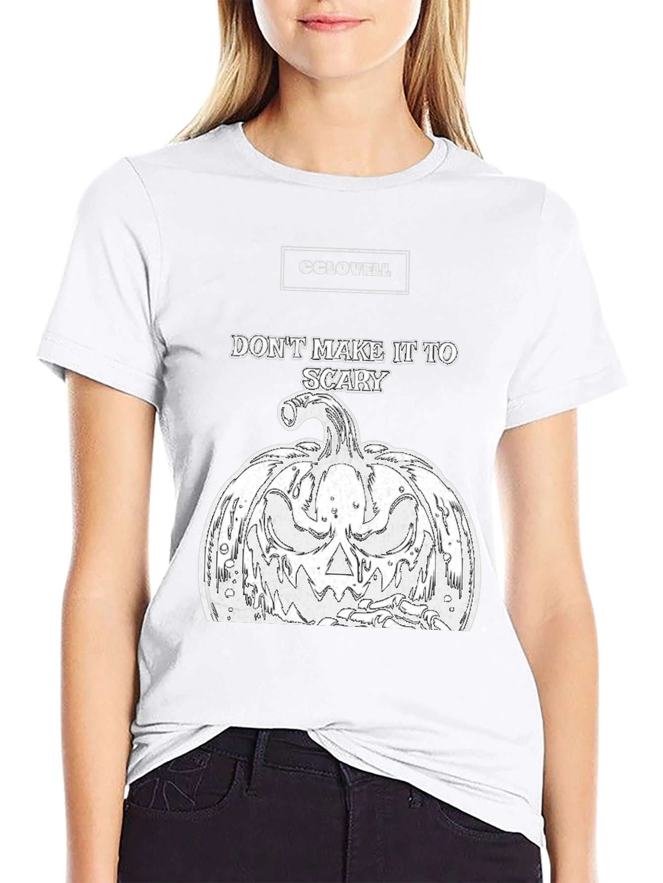 CCLOVELL Dont Make It Too Scary Halloween Pumpkin T-Shirt