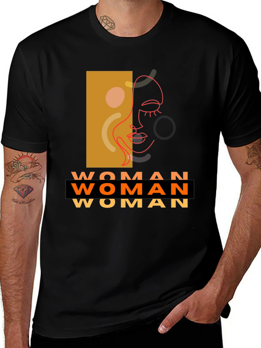 Woman Graphic Tee - Abstract Face Art Print Shirt